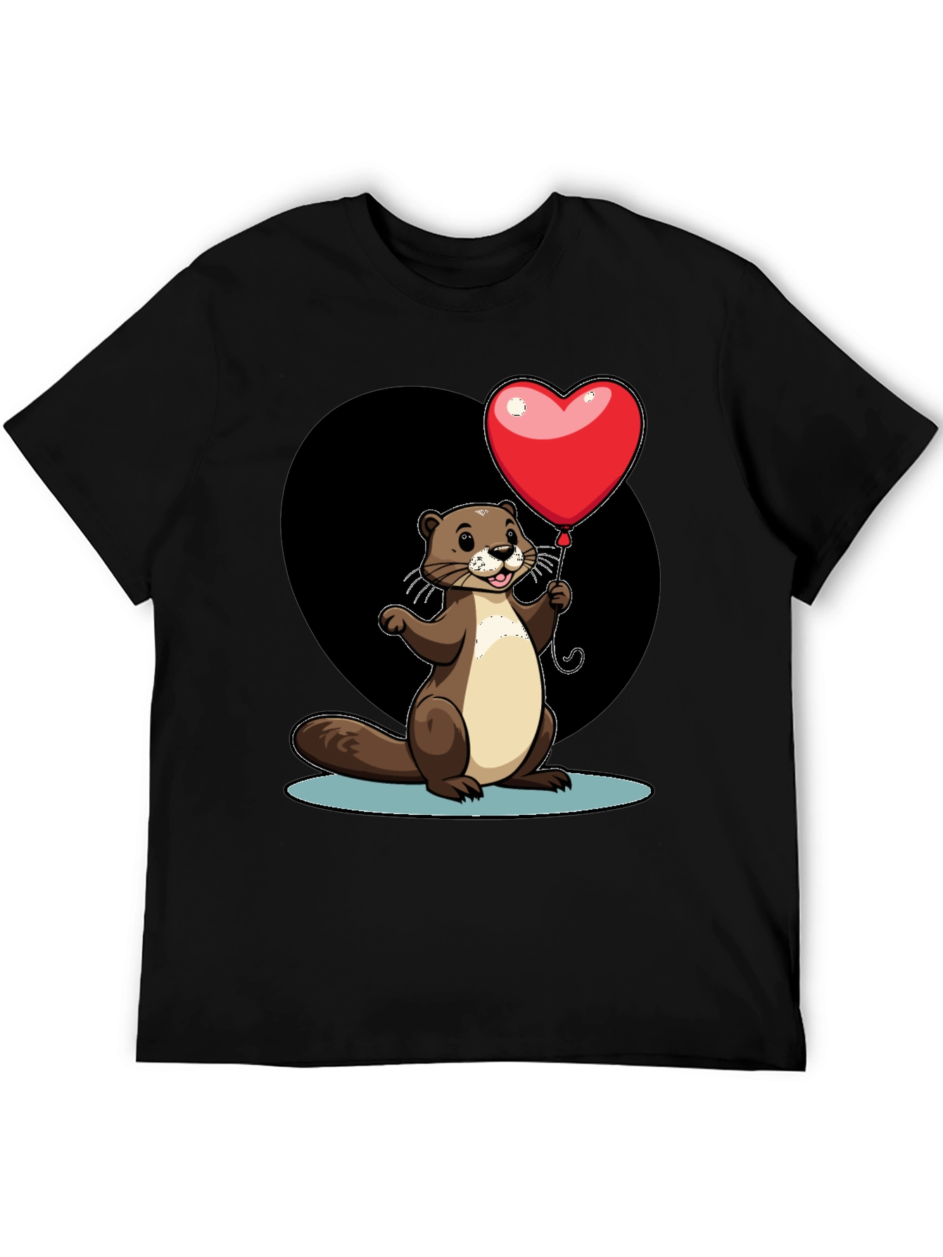 Black Heart Balloon Otter Graphic Tee - Valentine's Day view 5