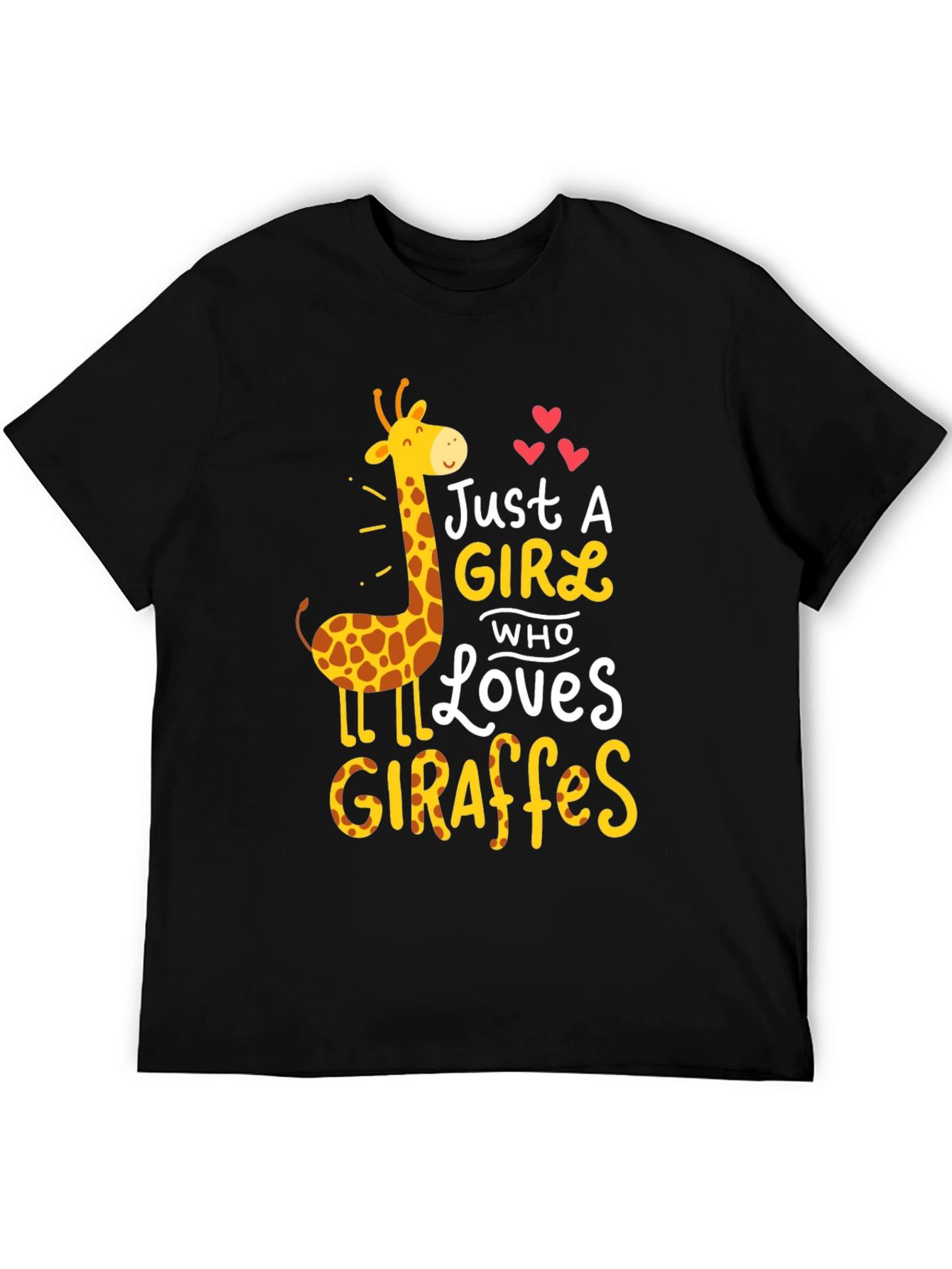 Black Just a Girl Who Loves Giraffes T-Shirt view 5