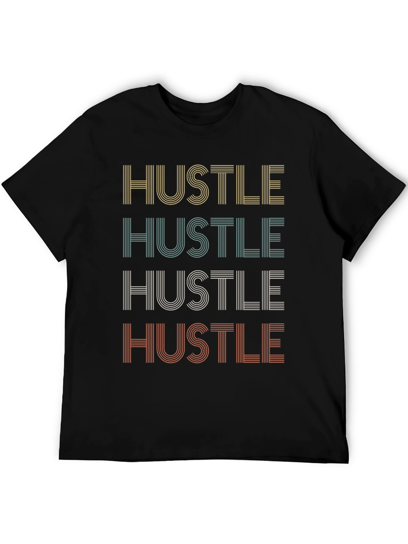 Black Retro Hustle T-Shirt - Motivational Black Tee view 5