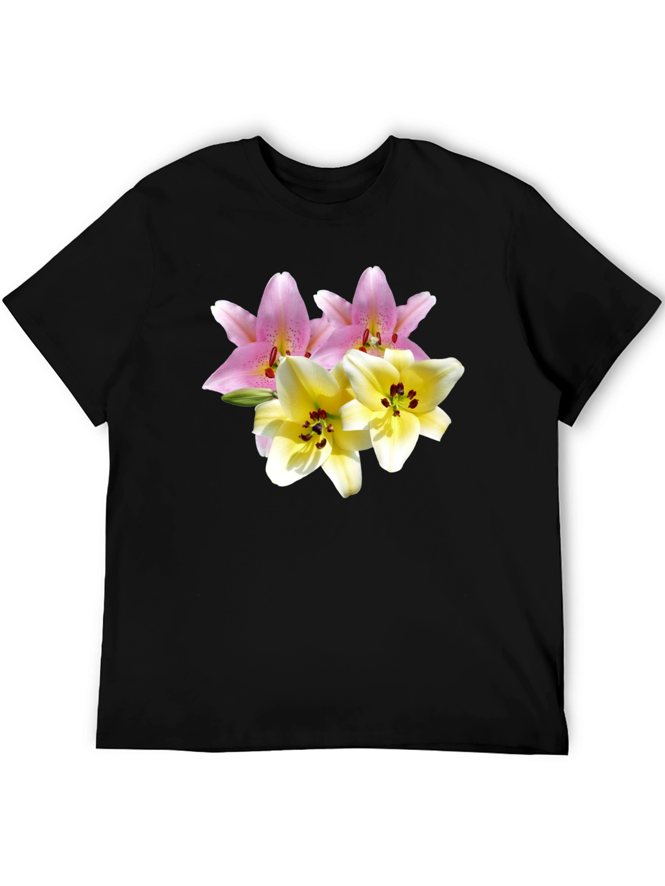 Black Floral Print Tee - Lily Design view 5
