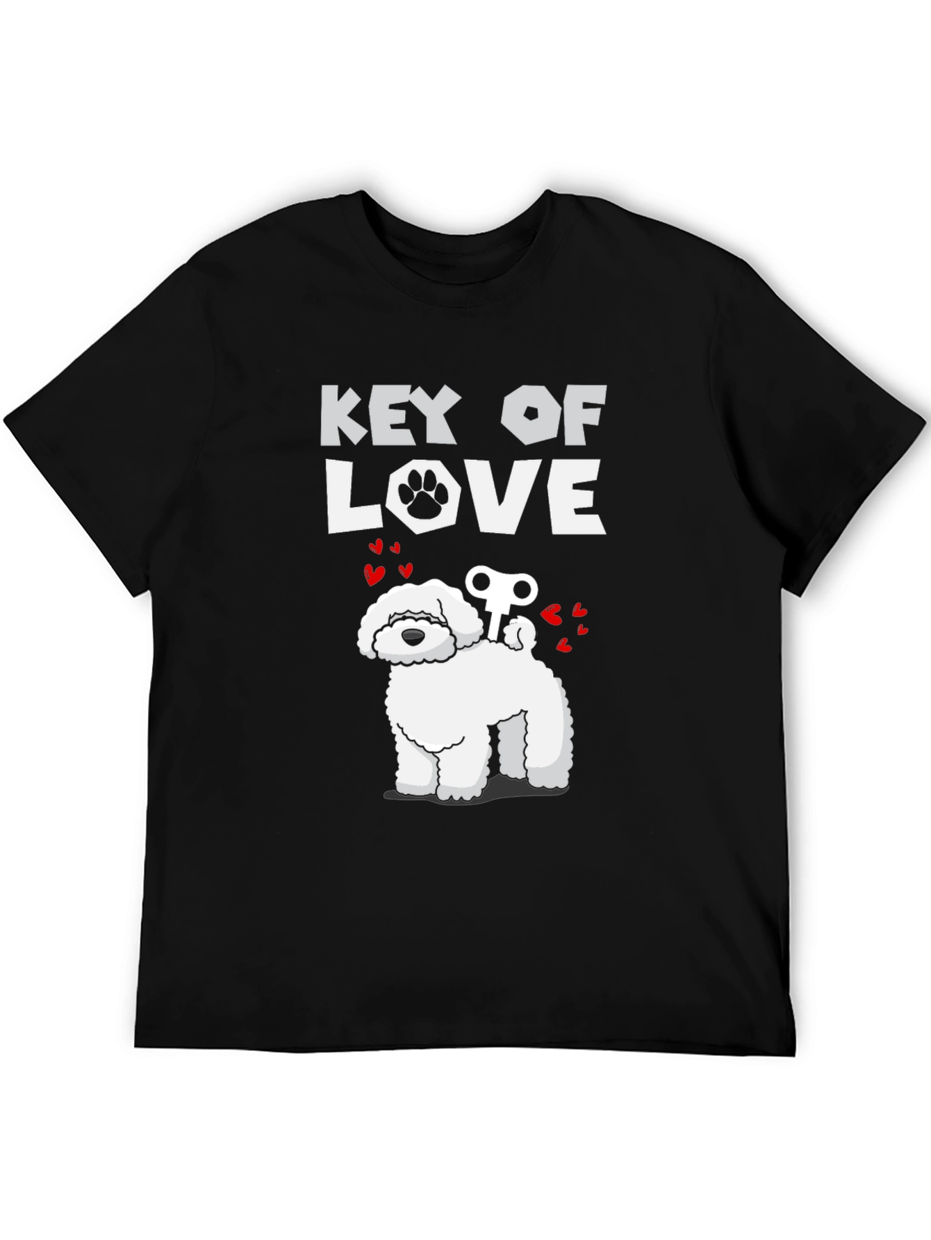 Black Key of Love Dog Graphic Tee - Novelty Dog Lover Shirt view 5