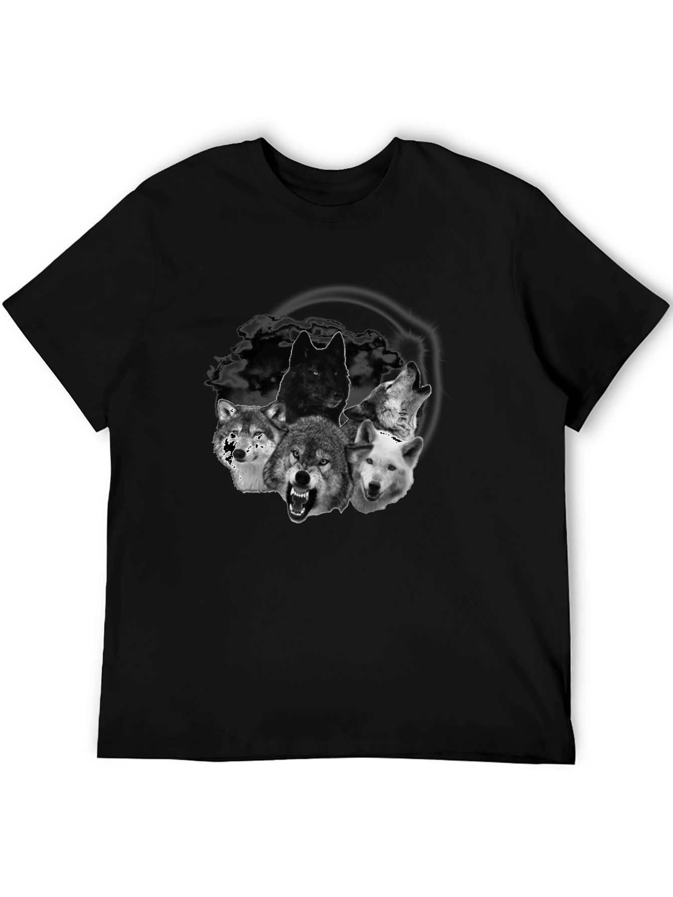 Black Wolf Pack Graphic Tee - Bold Black T-Shirt view 5
