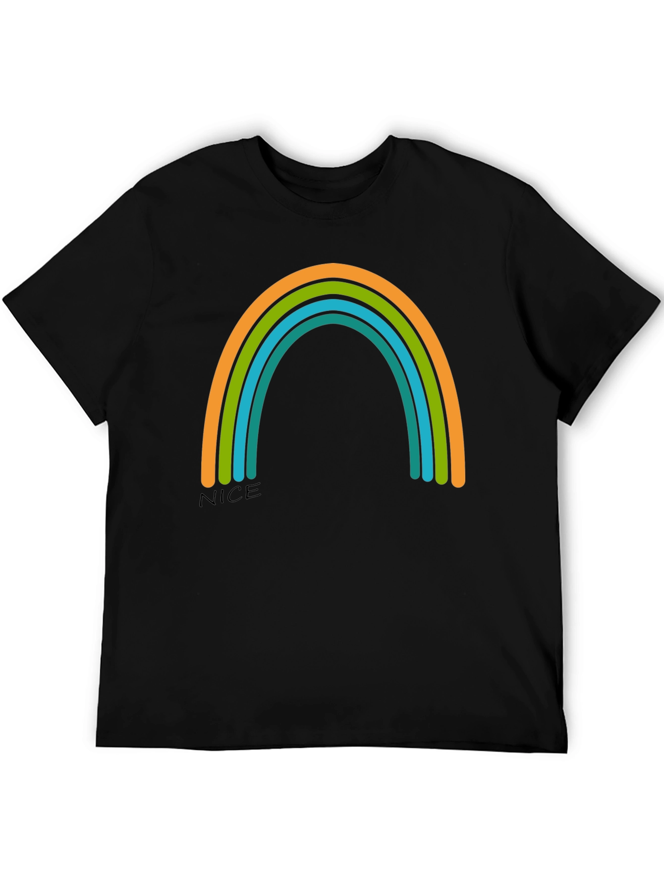 Black Rainbow Graphic Tee - Casual Black T-Shirt view 5