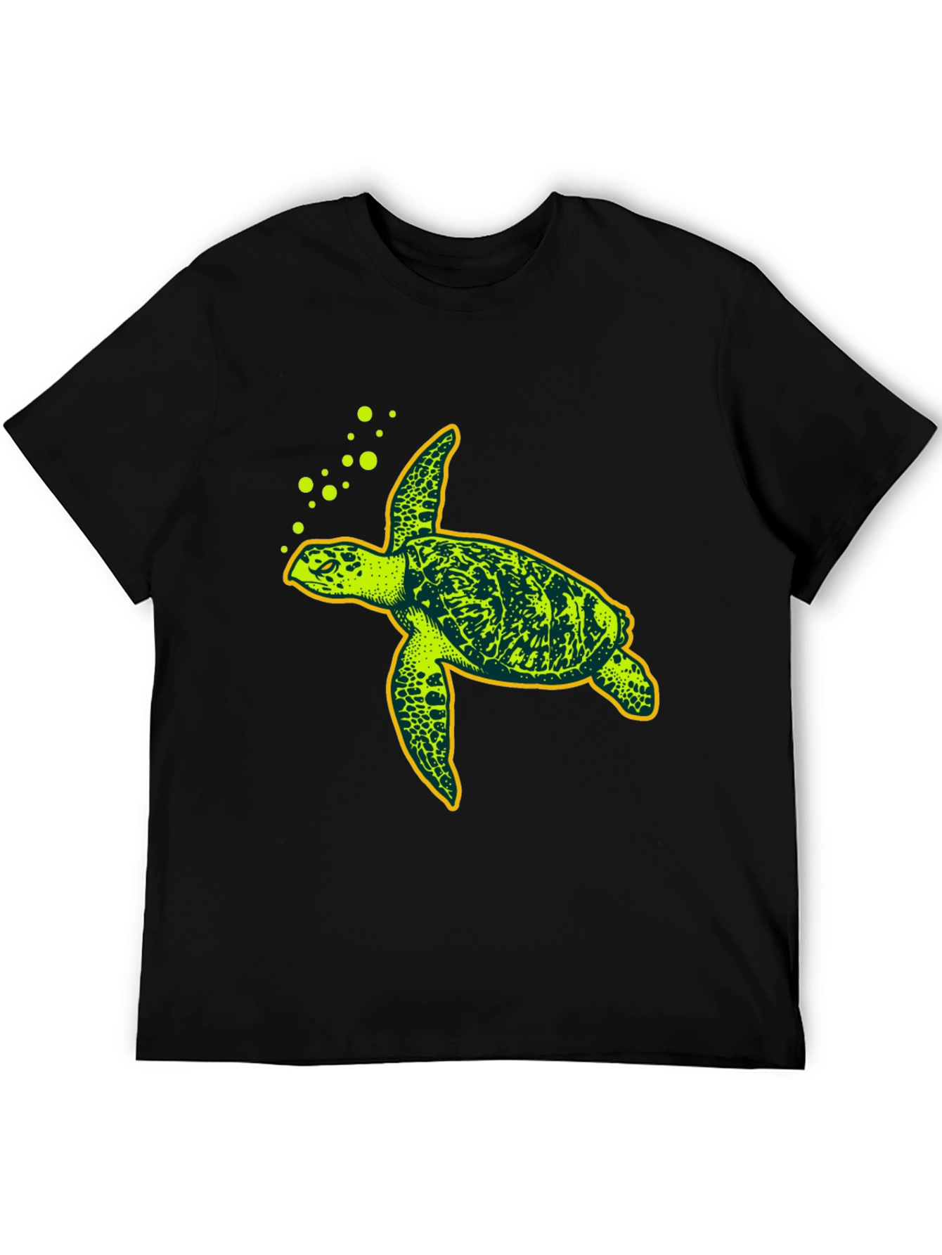 Black Sea Turtle Graphic Tee - Black Cotton T-Shirt view 5