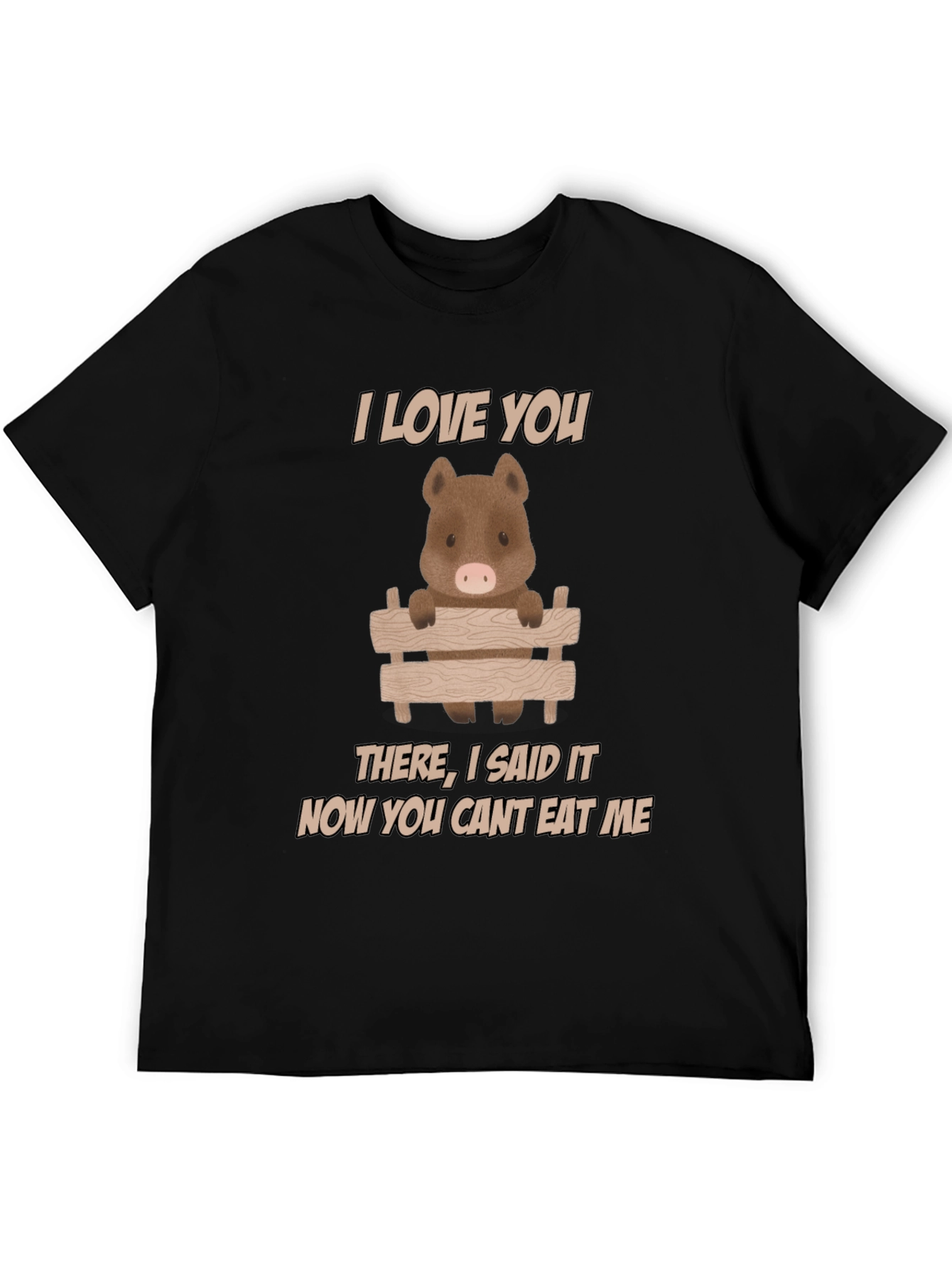 Black I Love You Pig T-Shirt - Funny Animal Tee view 5