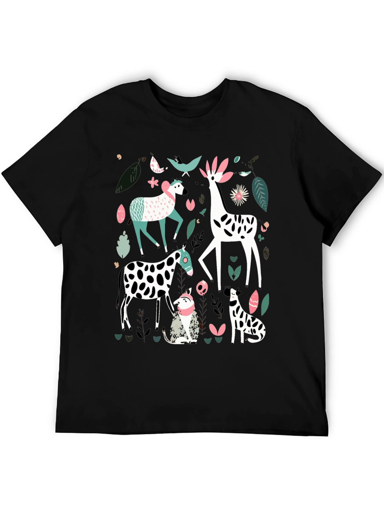 Black Whimsical Animal Print Tee - Unique Graphic Design view 5