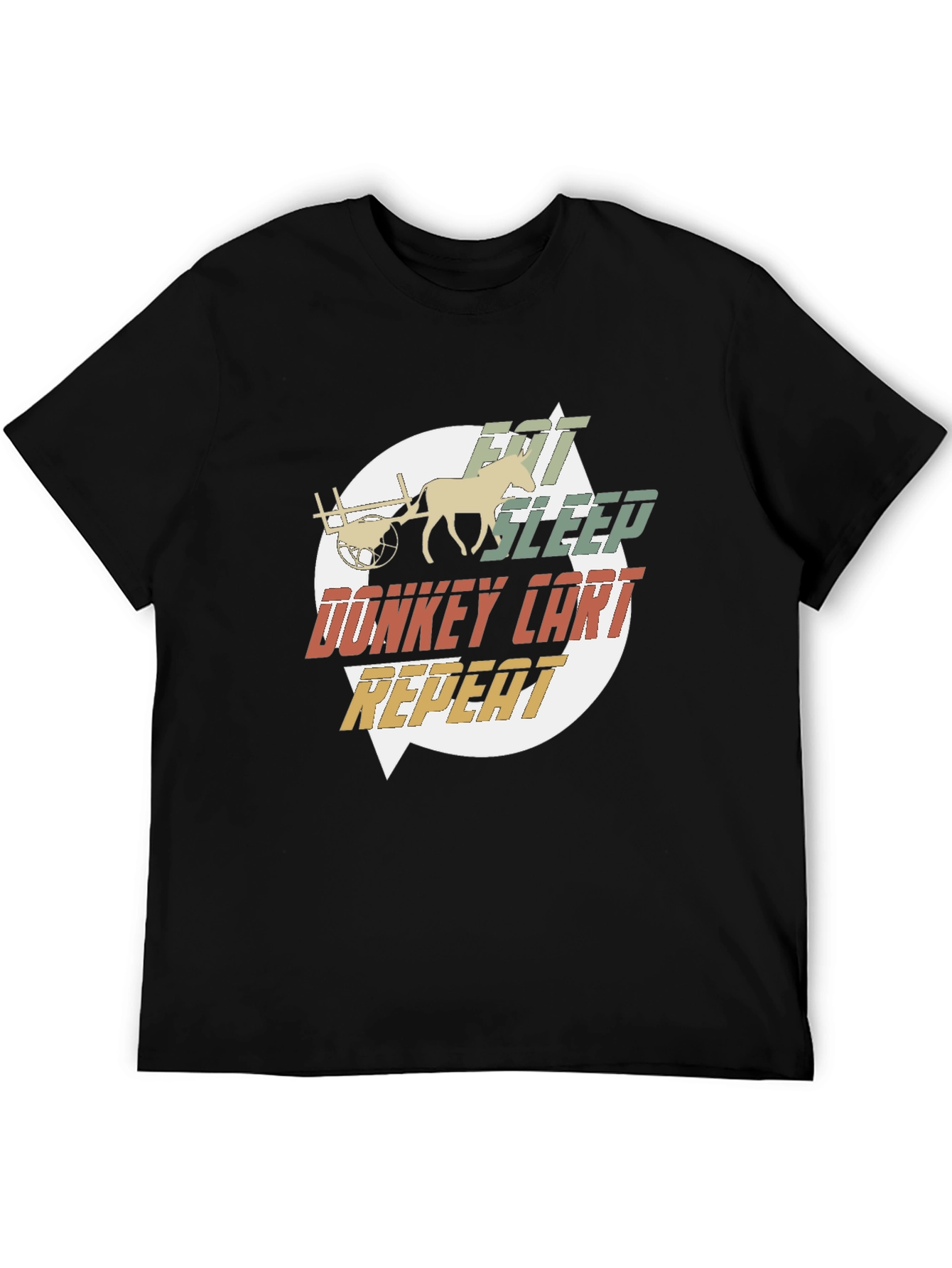 Black Eat Sleep Donkey Cart Repeat T-Shirt view 5