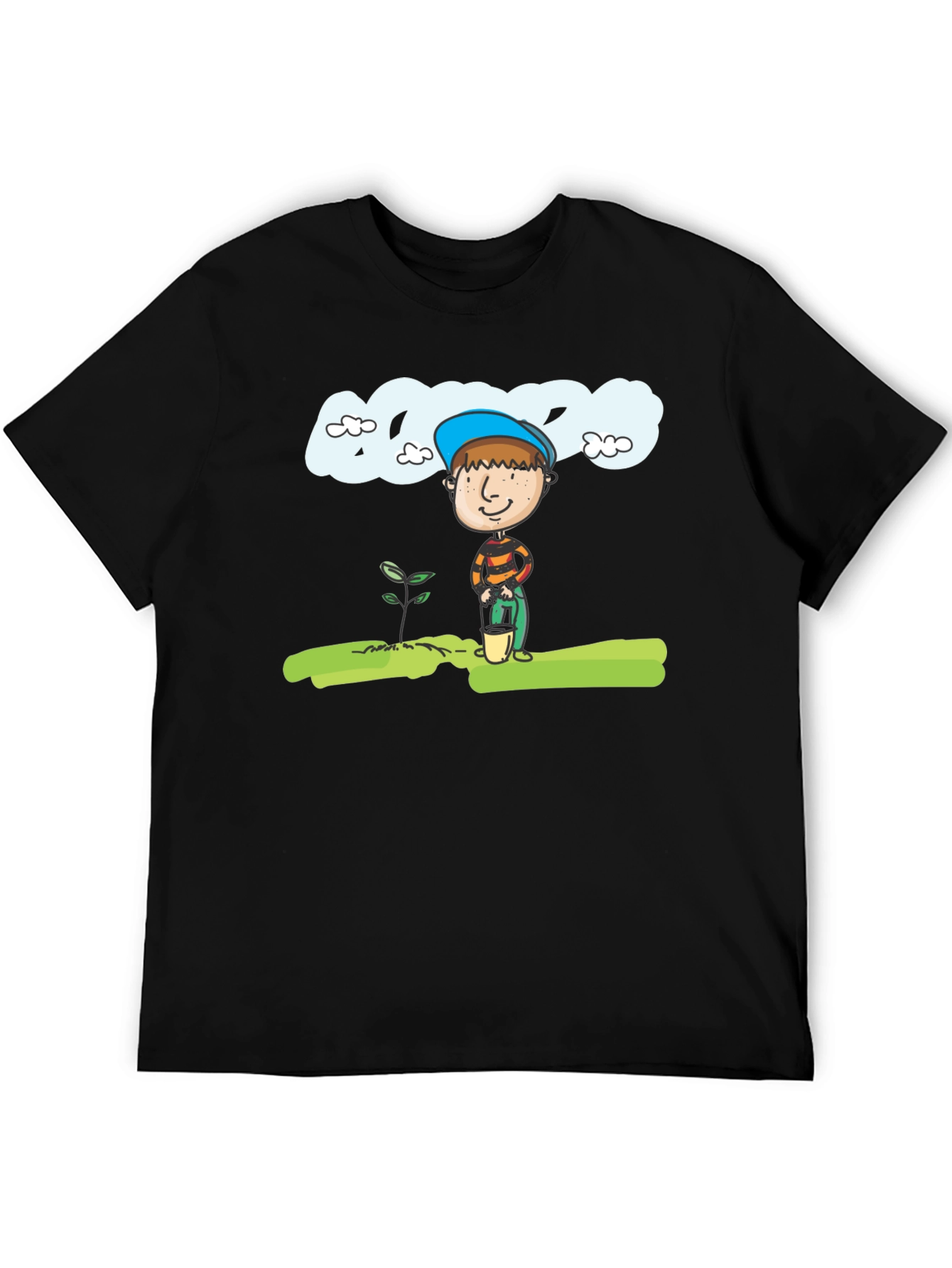 Black Planting Boy Graphic Tee - Black Cotton Shirt view 5