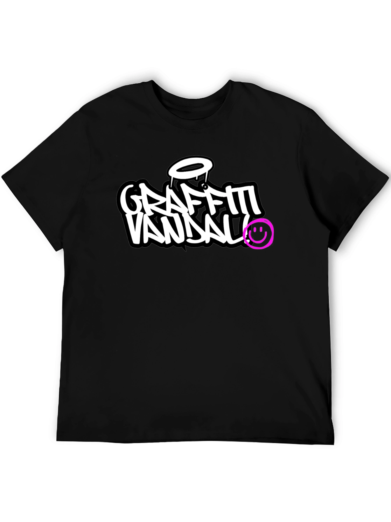 Black Graffiti Vandal T-Shirt - Black Crew Neck Tee view 5