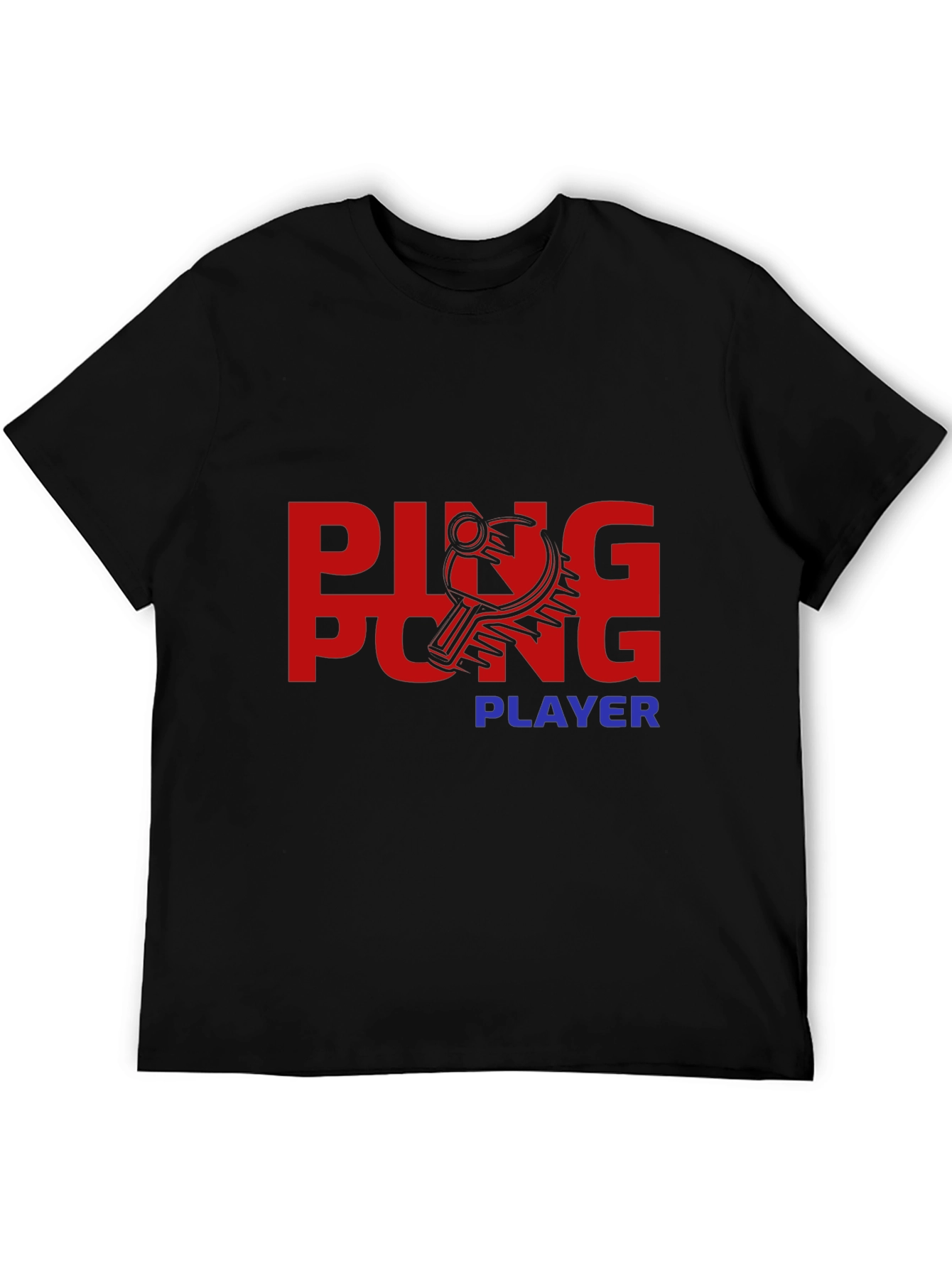 Black Ping Pong Player Graphic Tee - Stylish & Comfortable view 5