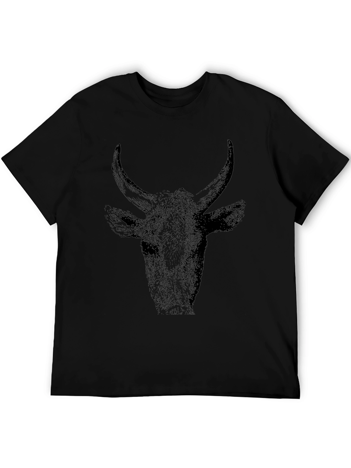 Black Bull Head Graphic Tee - Black Cotton T-Shirt view 5