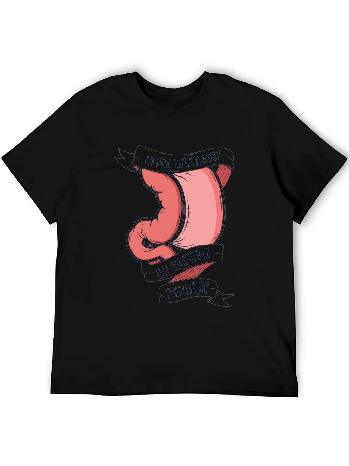 Black Gastric Humor Tee - Wanna Talk About My Gastric Surgery T-Shirt view 5