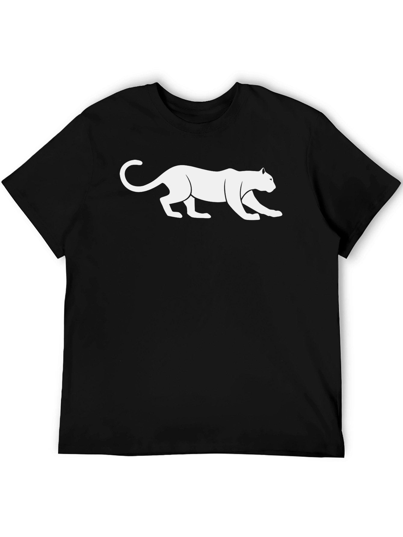 Black Black T-Shirt with White Panther Graphic view 5