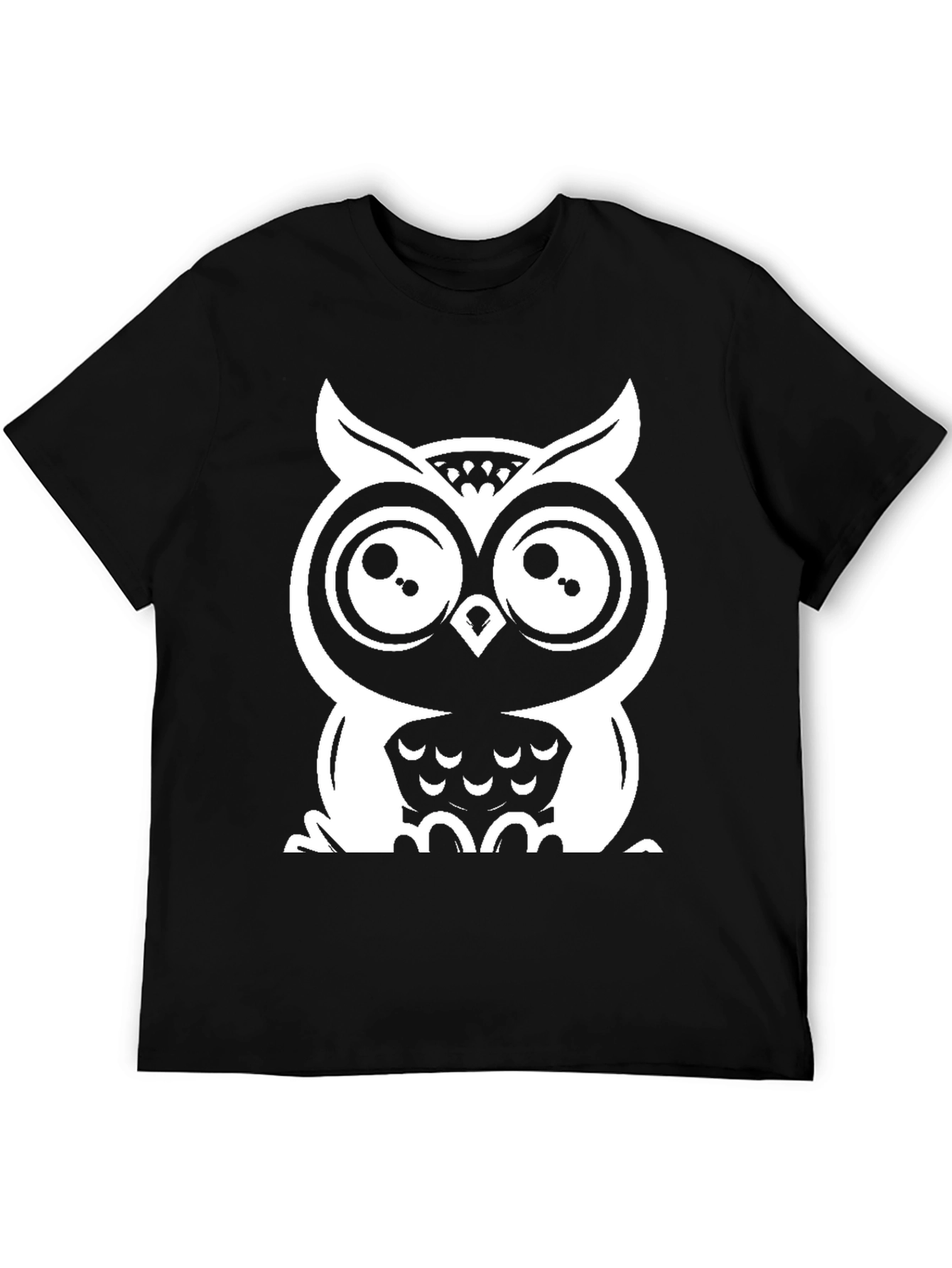 Black Owl Graphic Tee - Black Cotton T-Shirt view 5