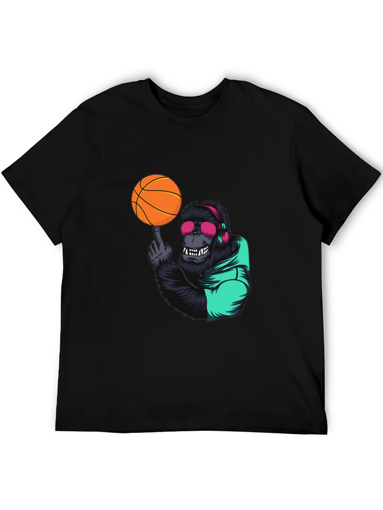 Black Cool Gorilla Basketball Graphic Tee view 5