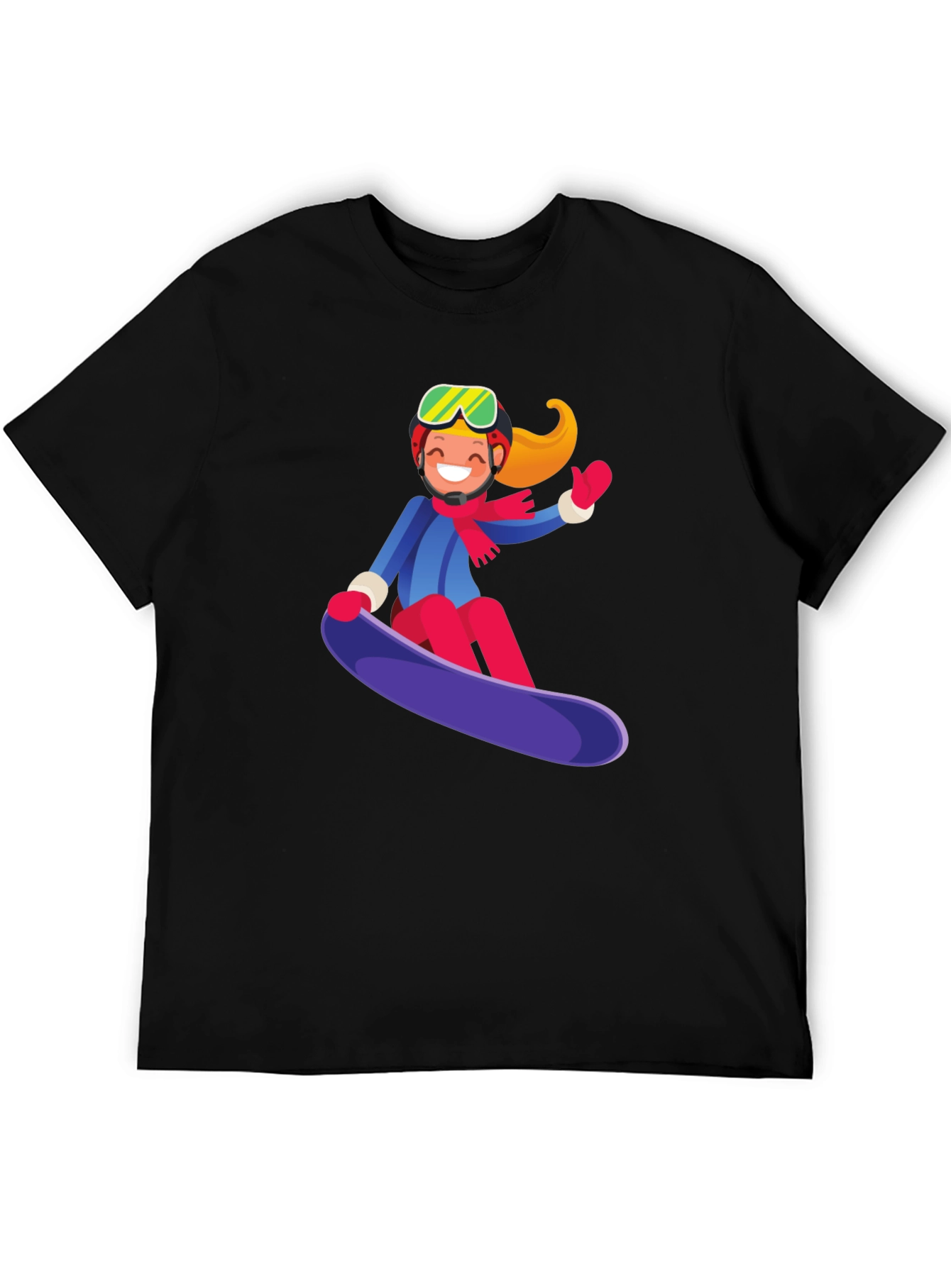 Black Snowboard Girl Graphic Tee - Black Cotton Casual Shirt view 5