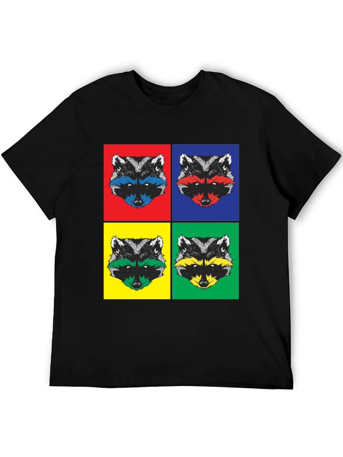 Black Pop Art Raccoon T-Shirt | Quirky Graphic Tee view 5