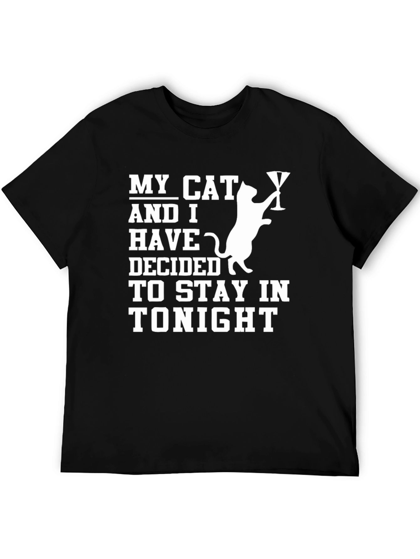Black Stay-In Cat T-Shirt: Cozy Night In Style! view 5