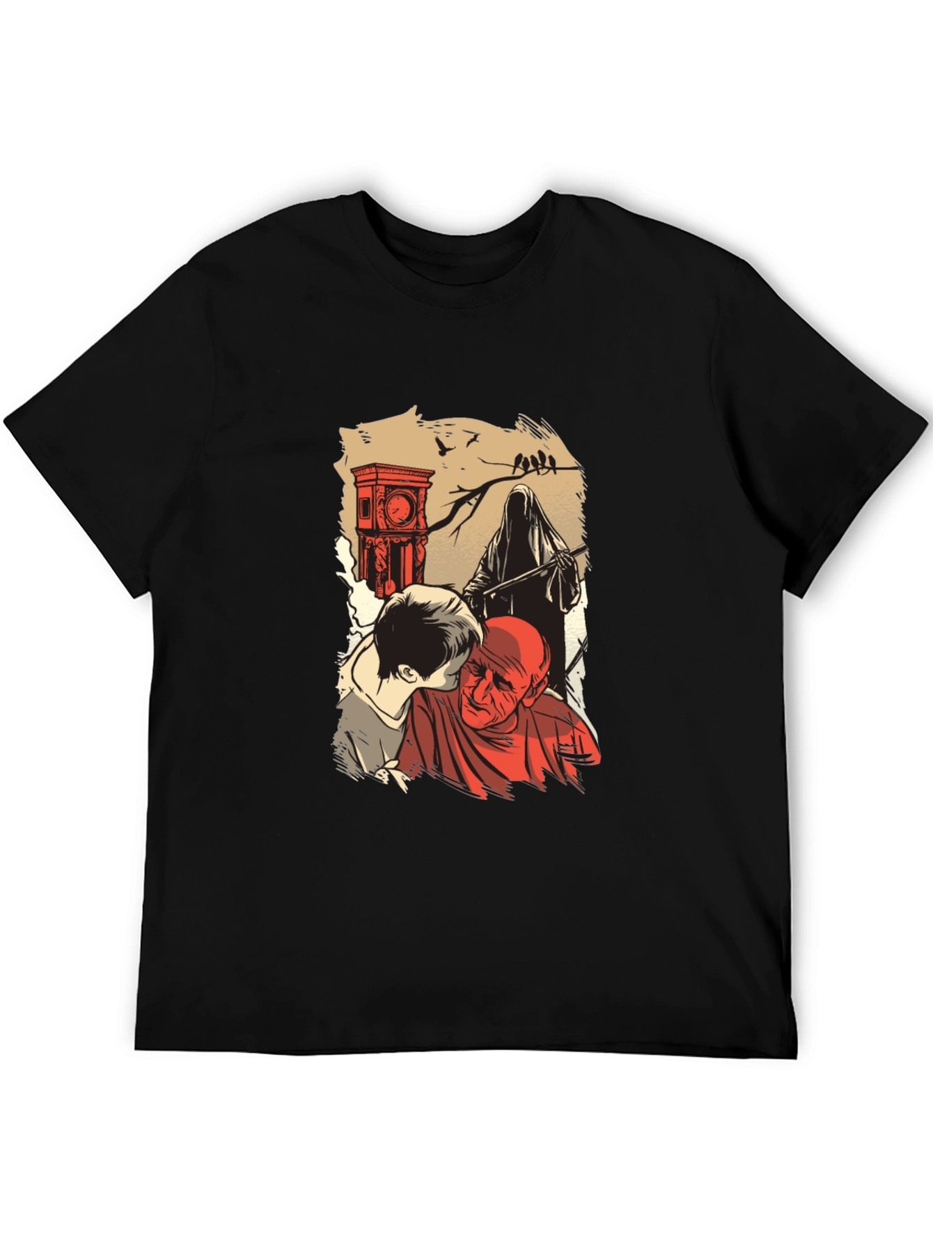 Black Grim Reaper Graphic T-Shirt - Time & Mortality view 5