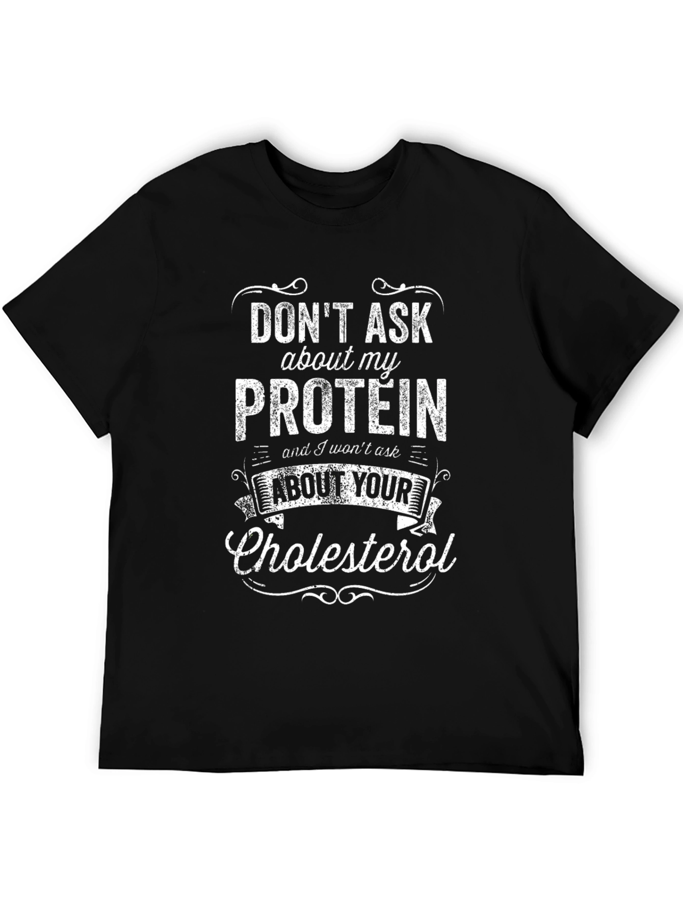 Black Funny Protein & Cholesterol Graphic T-Shirt - Black view 5