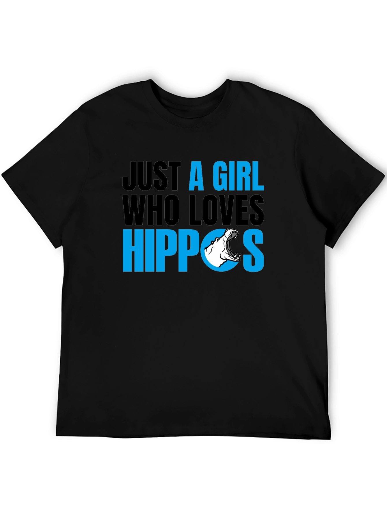 Black Just a Girl Who Loves Hippos T-Shirt - Black view 5