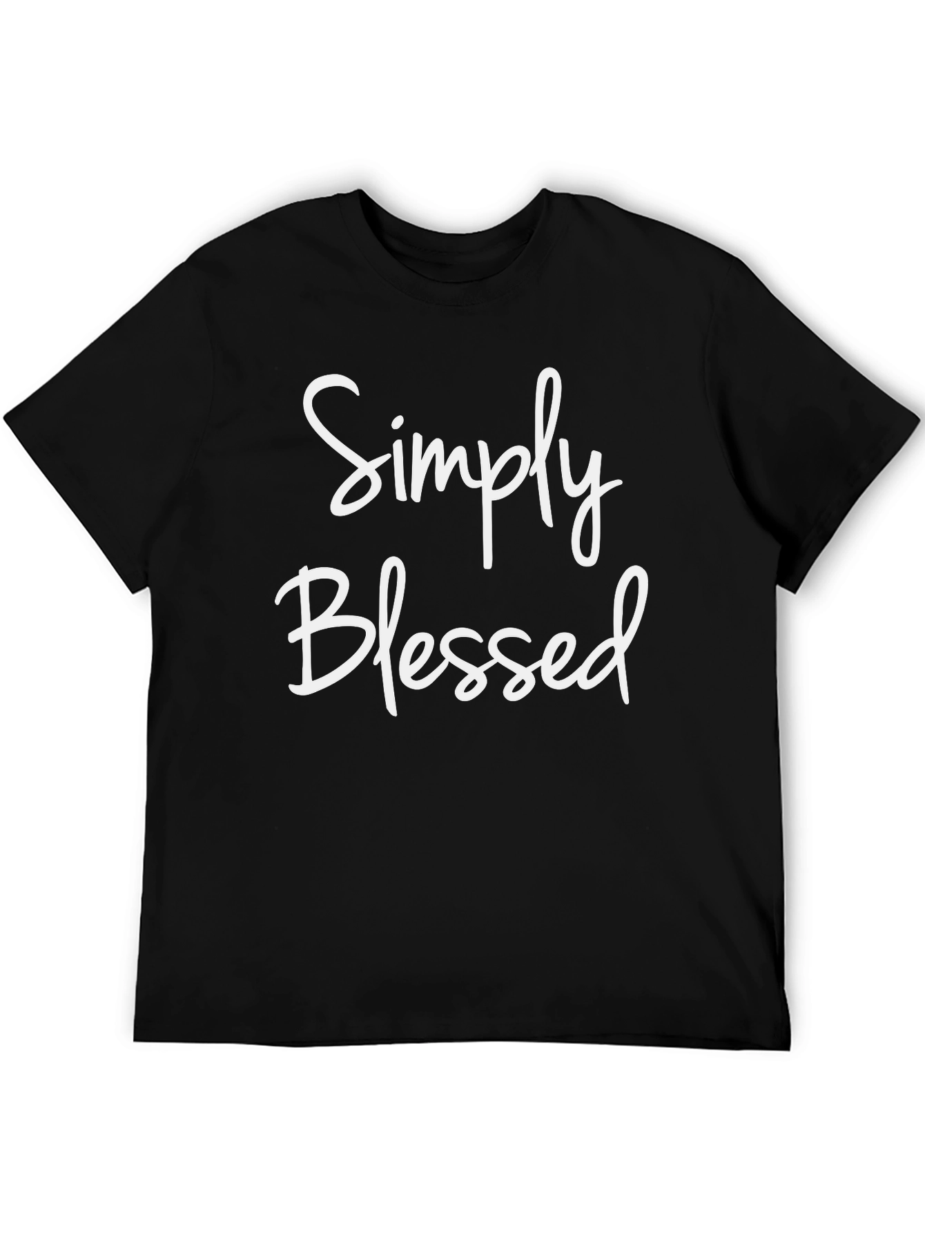Black Simply Blessed Black Cotton T-Shirt Casual Wear view 5