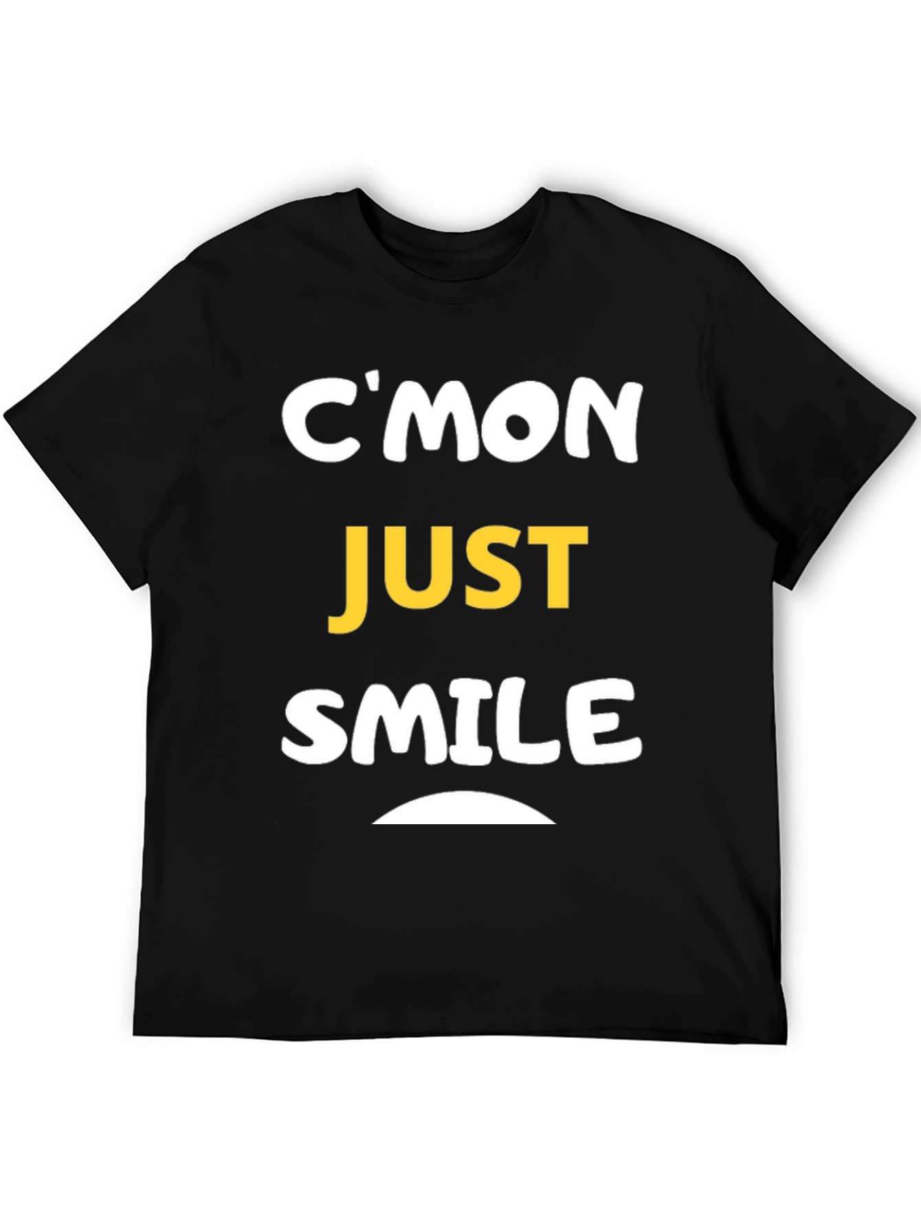 Black C'mon Just Smile Graphic Tee - Black Cotton Comfort view 5