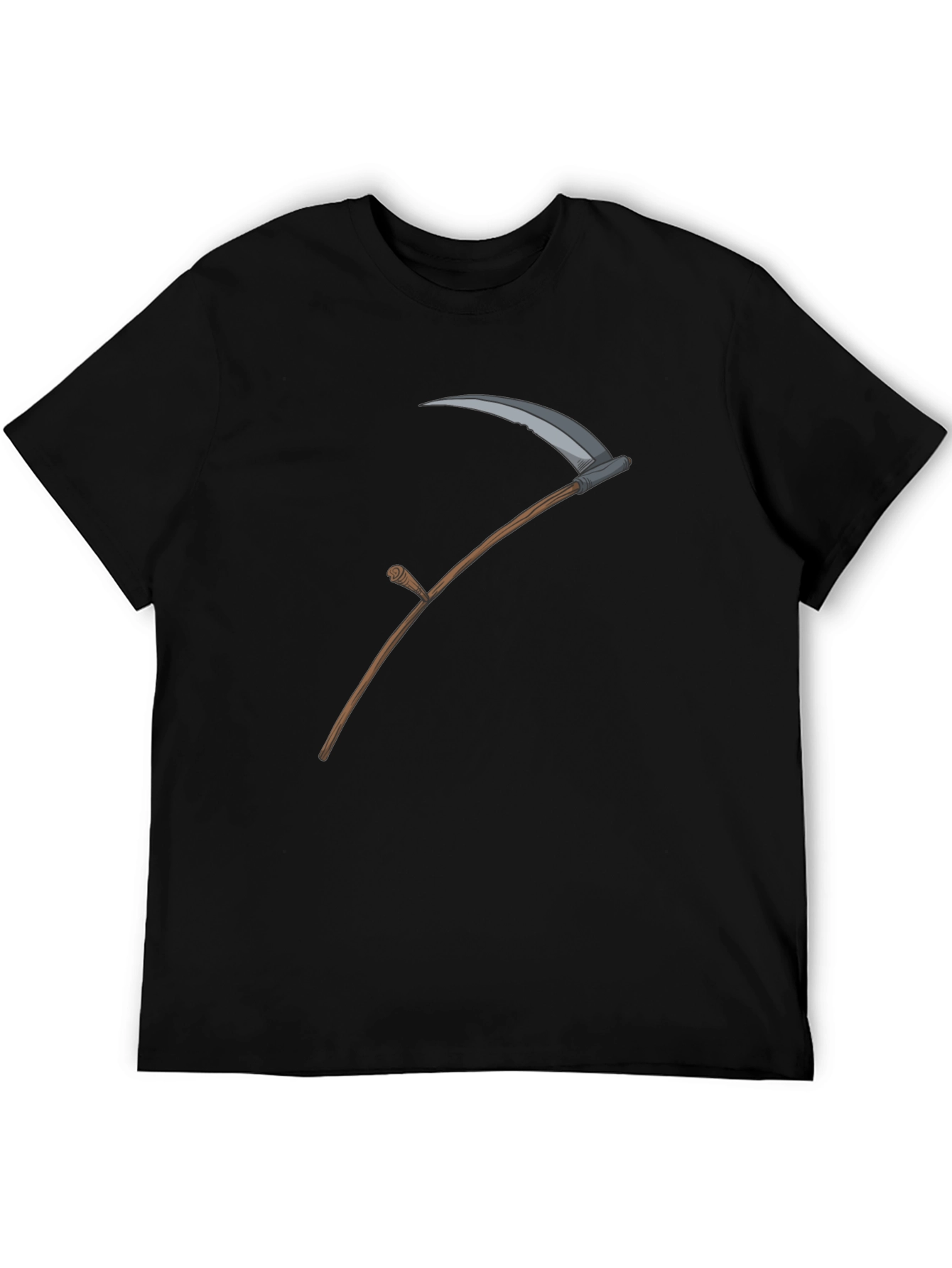 Black Grim Reaper Scythe Graphic Tee - Black Cotton T-Shirt view 5