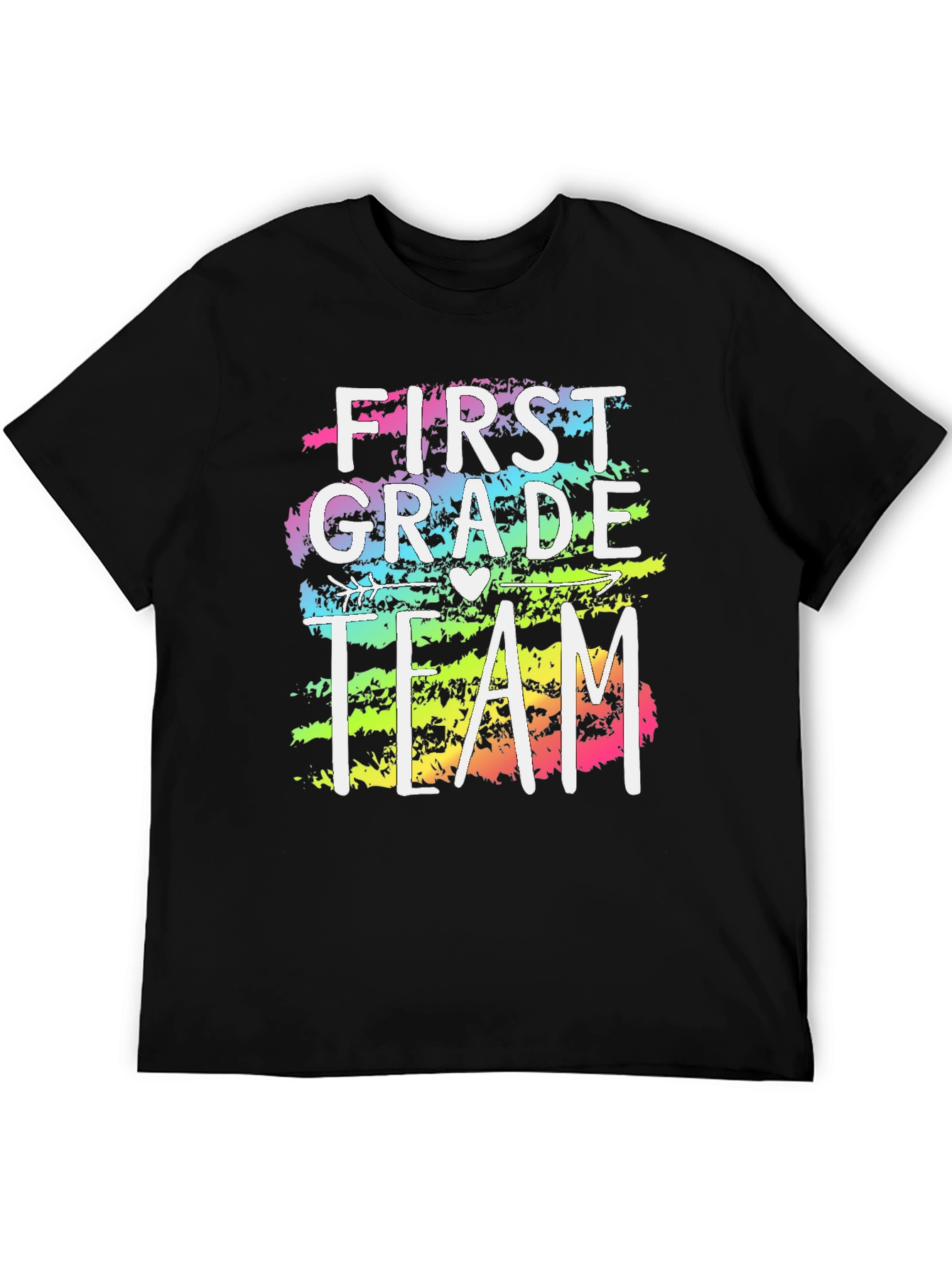 Black First Grade Team Teacher T-Shirt - Colorful Design view 5