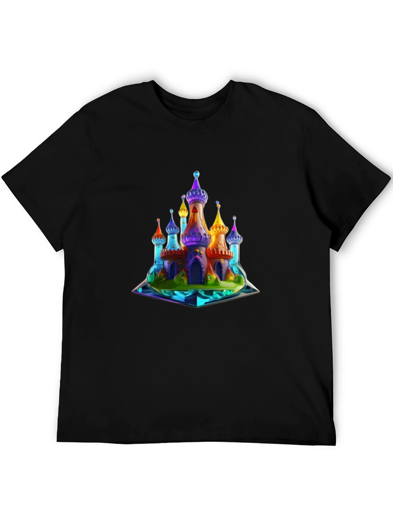 Black Rainbow Castle Graphic T-Shirt view 5