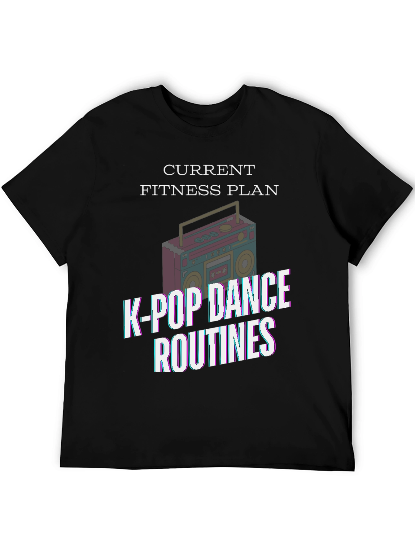 Black K-Pop Dance Fitness Plan Black T-Shirt view 5