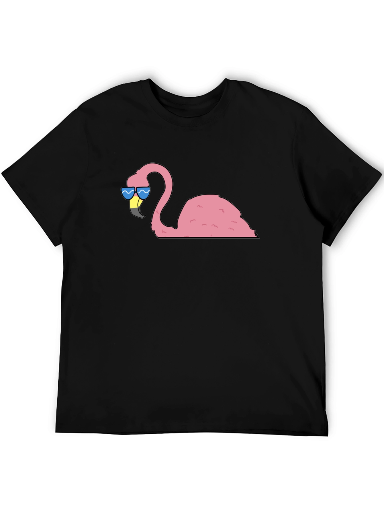 Black Cool Flamingo Graphic Tee - Black Cotton T-Shirt view 5
