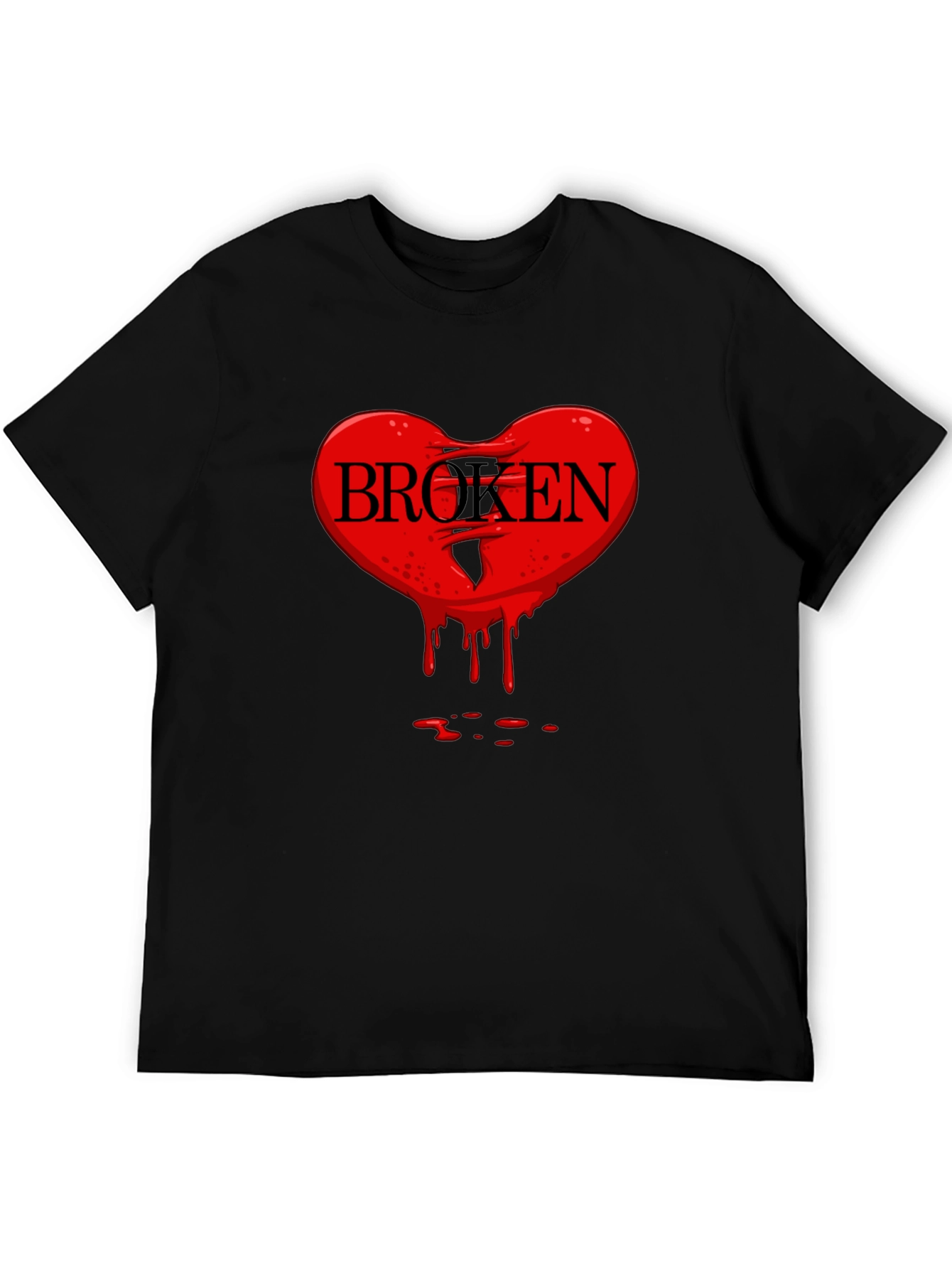 Black Broken Heart Graphic Tee - Men's Black T-Shirt view 5