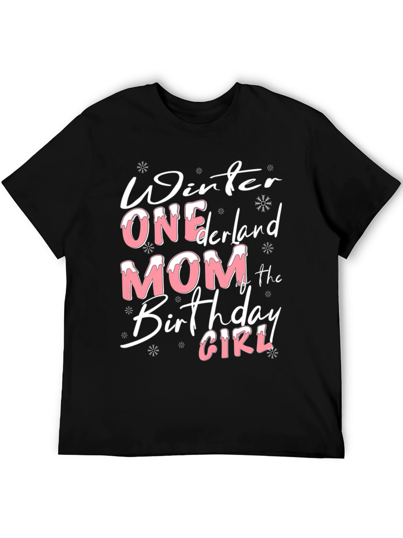 Black Winter ONEderland Mom Birthday Girl T-Shirt view 5