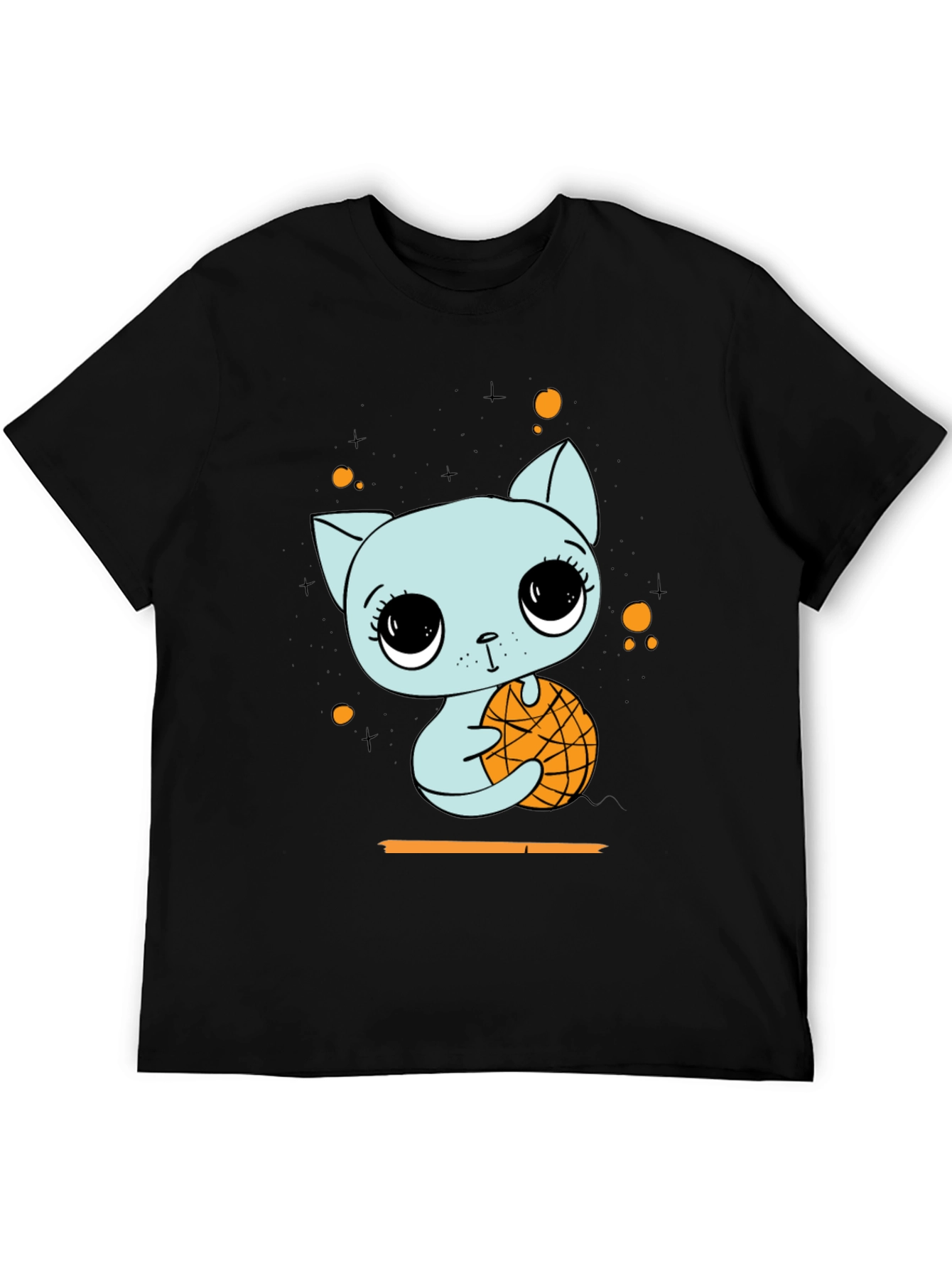Black Cute Cat with Basketball Graphic T-Shirt view 5