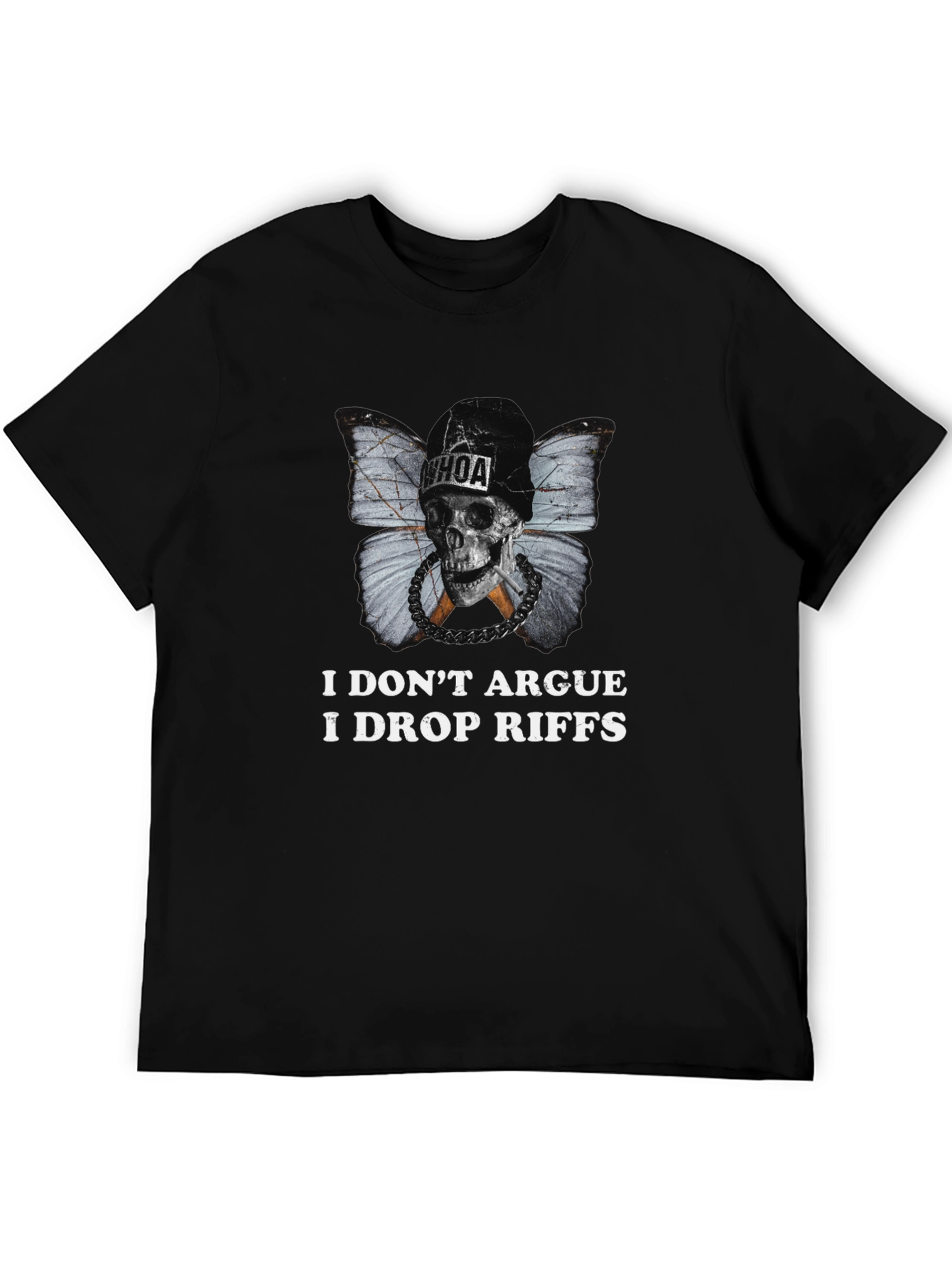 Black Edgy "I Don't Argue I Drop Riffs" Graphic T-Shirt view 5