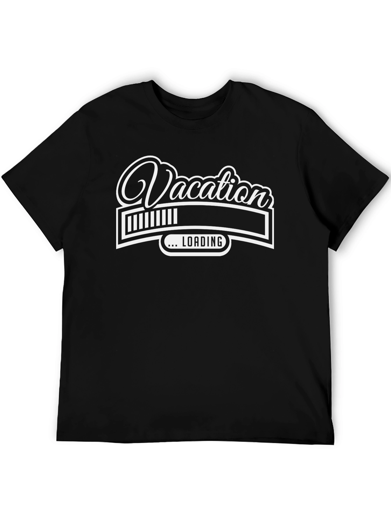 Black Vacation Loading T-Shirt - Black Graphic Tee view 5