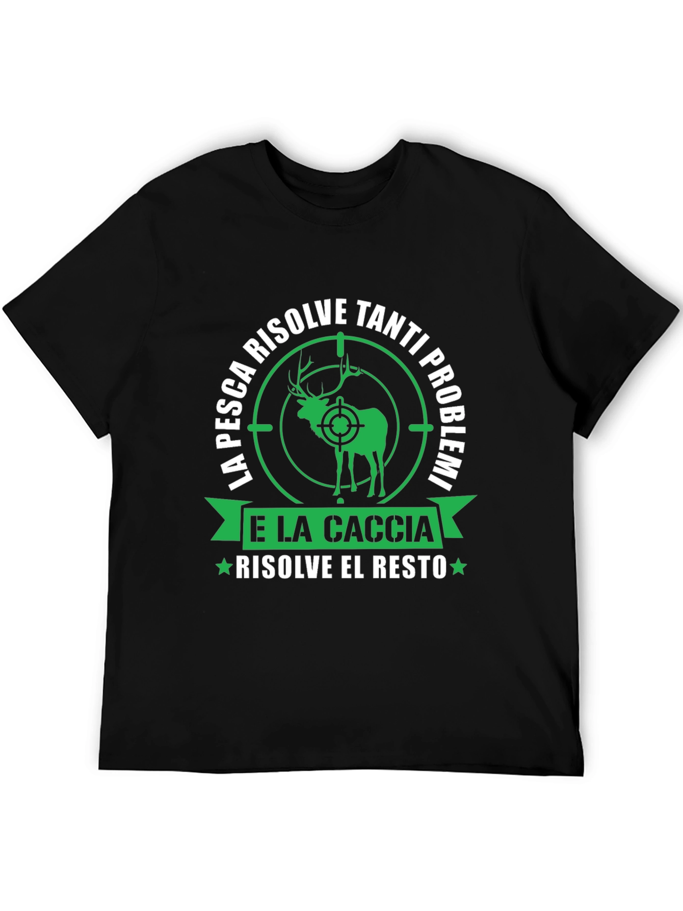 Black Fishing & Hunting T-Shirt: Problem Solver Tee view 5