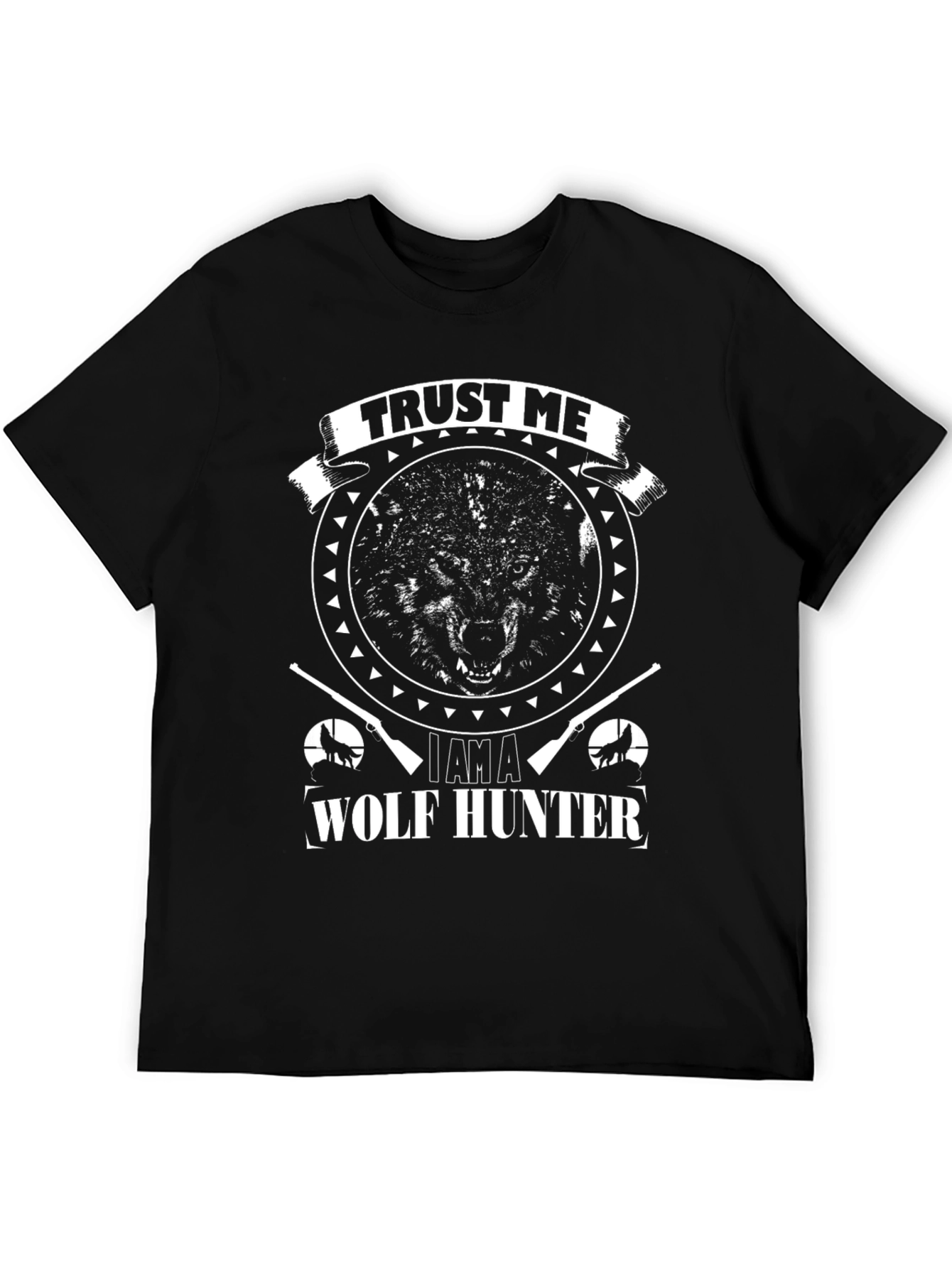 Black Trust Me Wolf Hunter Graphic T-Shirt view 5