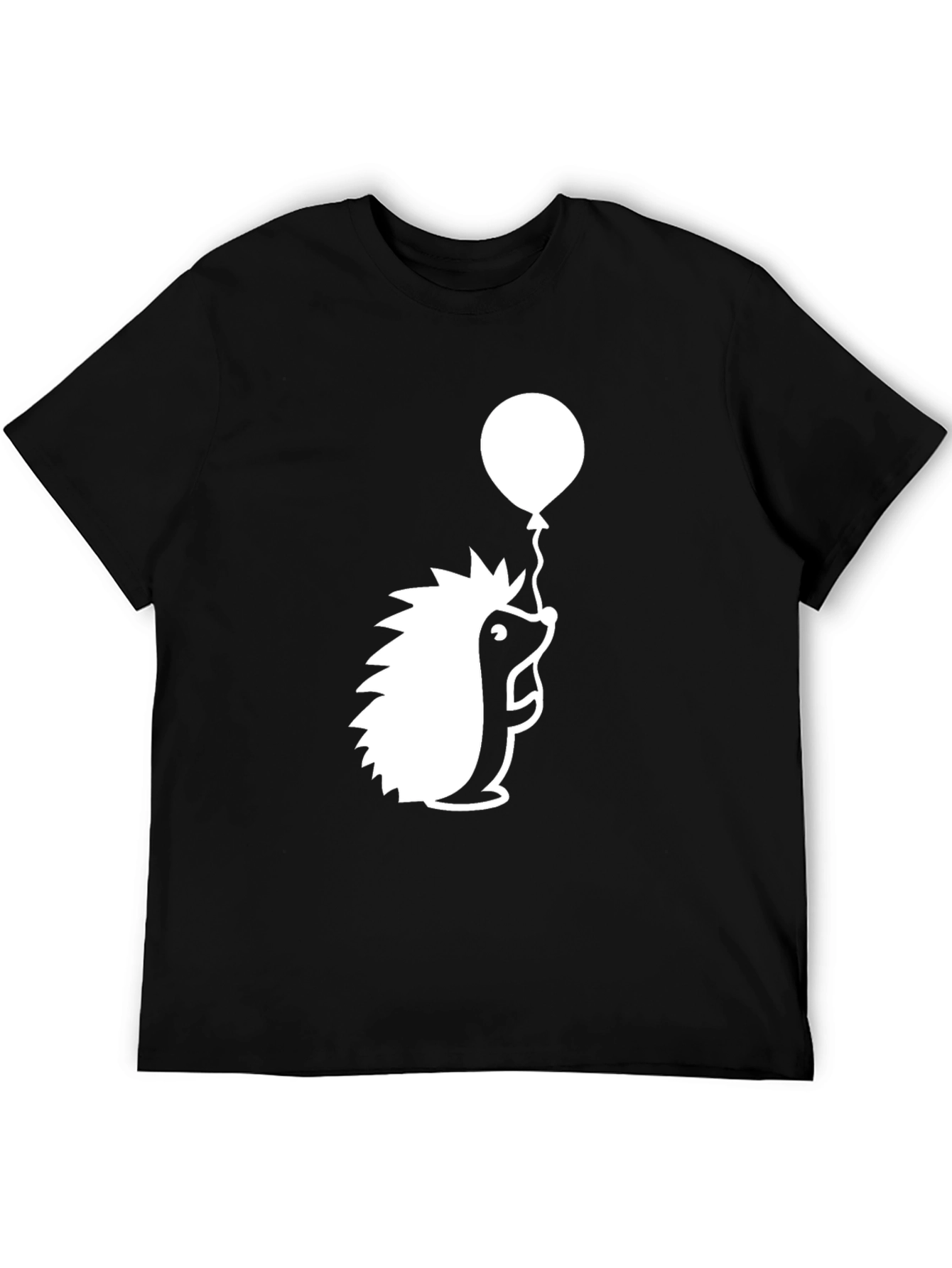 Black Hedgehog with Balloon Black T-Shirt view 5