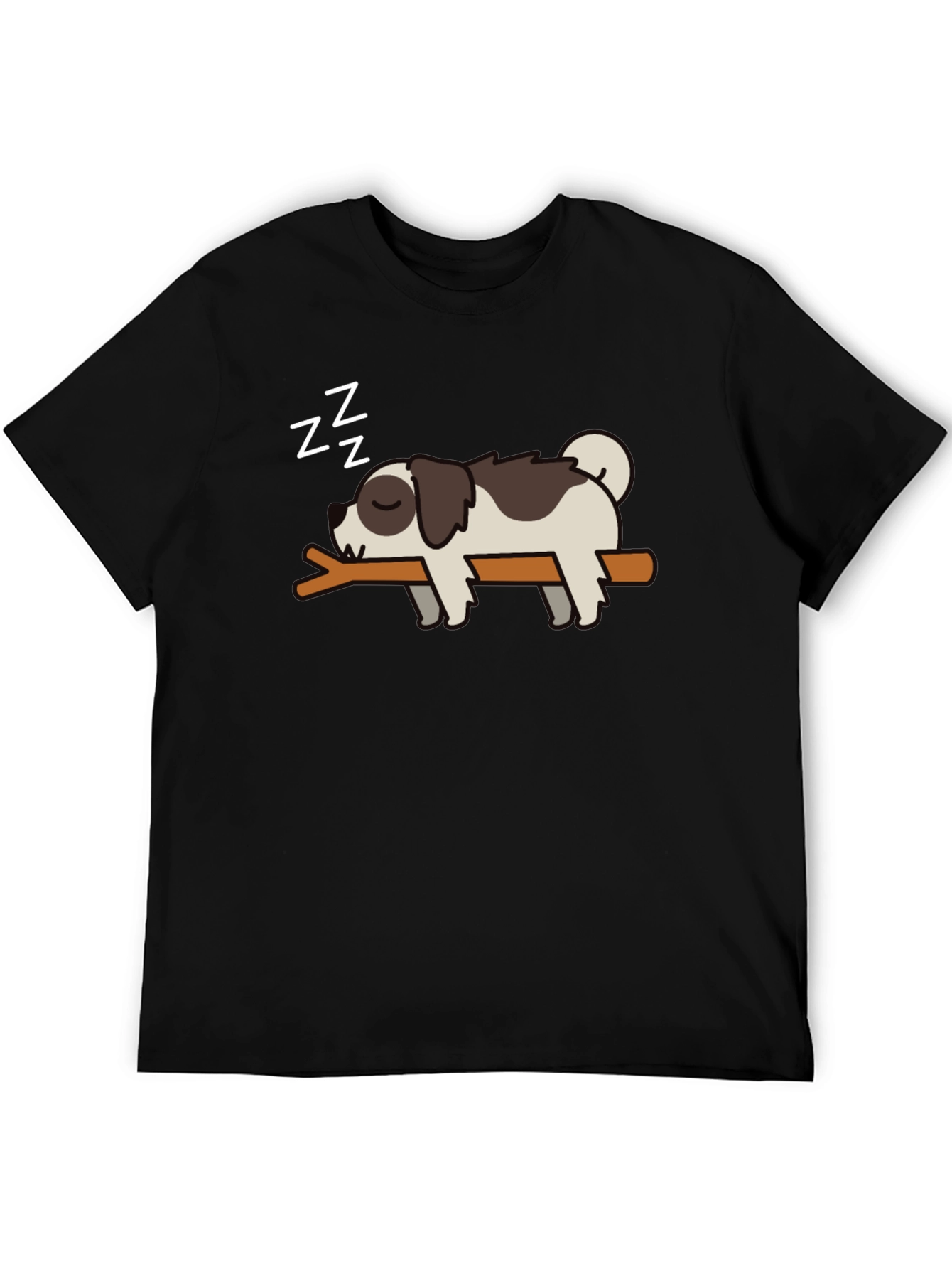 Black Cute Sleeping Dog T-Shirt - Men's Black Tee view 5
