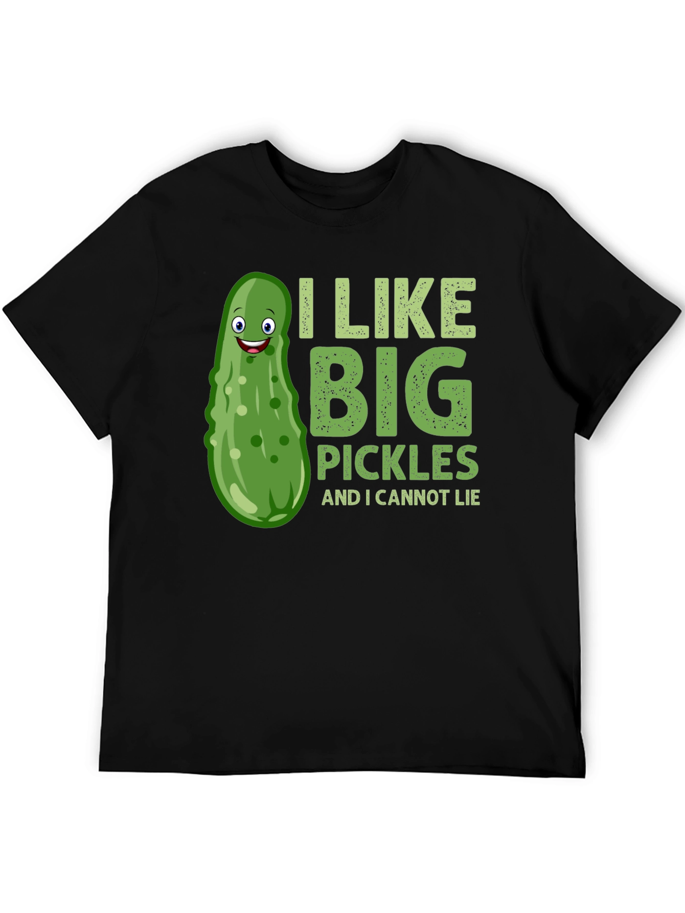 Black Funny Pickle T-Shirt - I Like Big Pickles Tee view 5