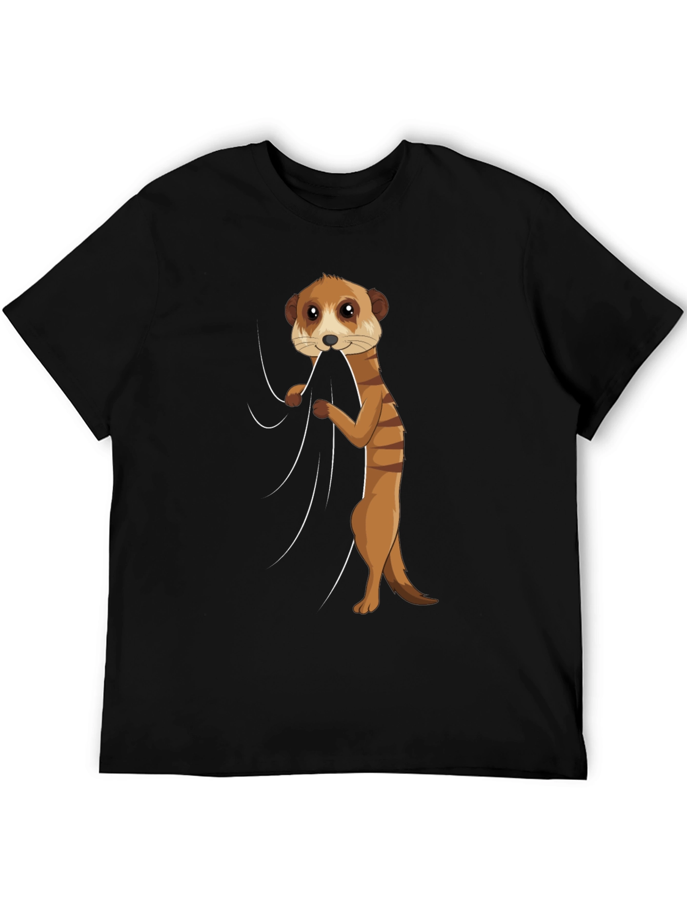 Black Meerkat Peeking Out Funny Graphic T-Shirt view 5