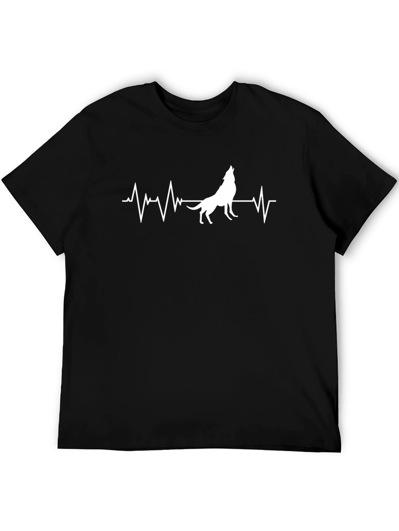 Black Wolf Heartbeat Graphic Print Black T-Shirt view 5