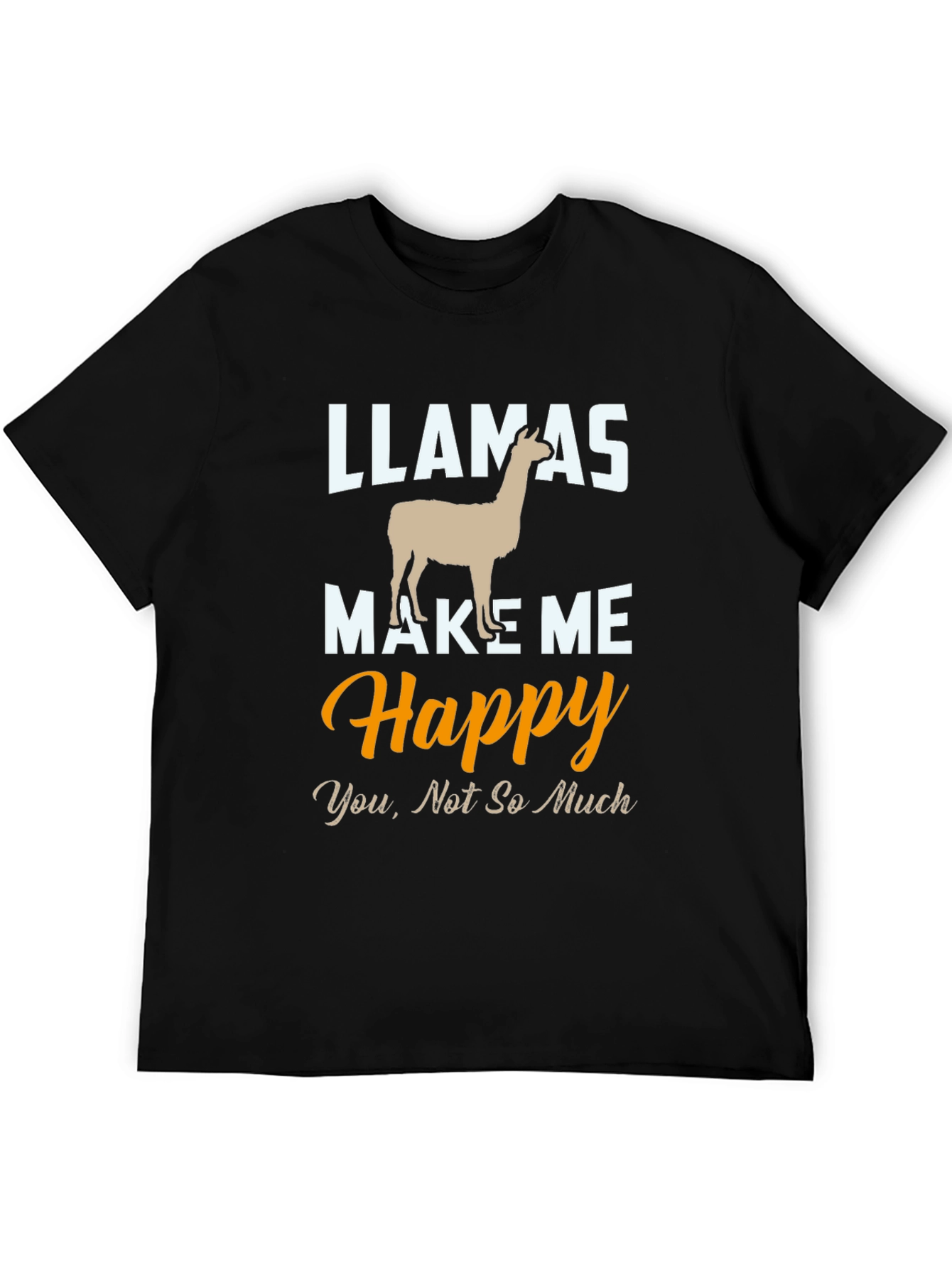 Black Llamas Make Me Happy T-Shirt view 5