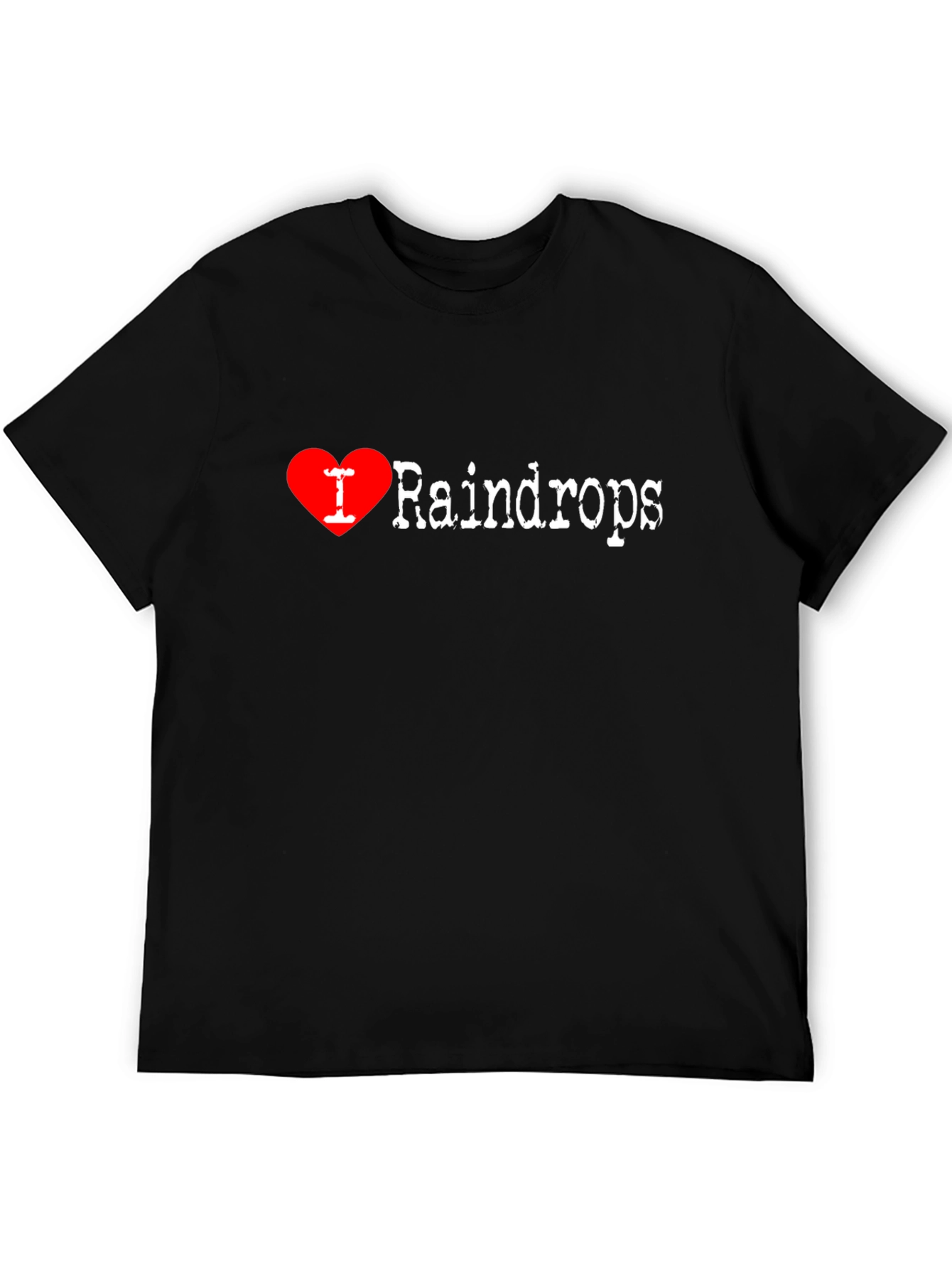 Black I Love Raindrops T-Shirt - Comfortable Black Tee view 5