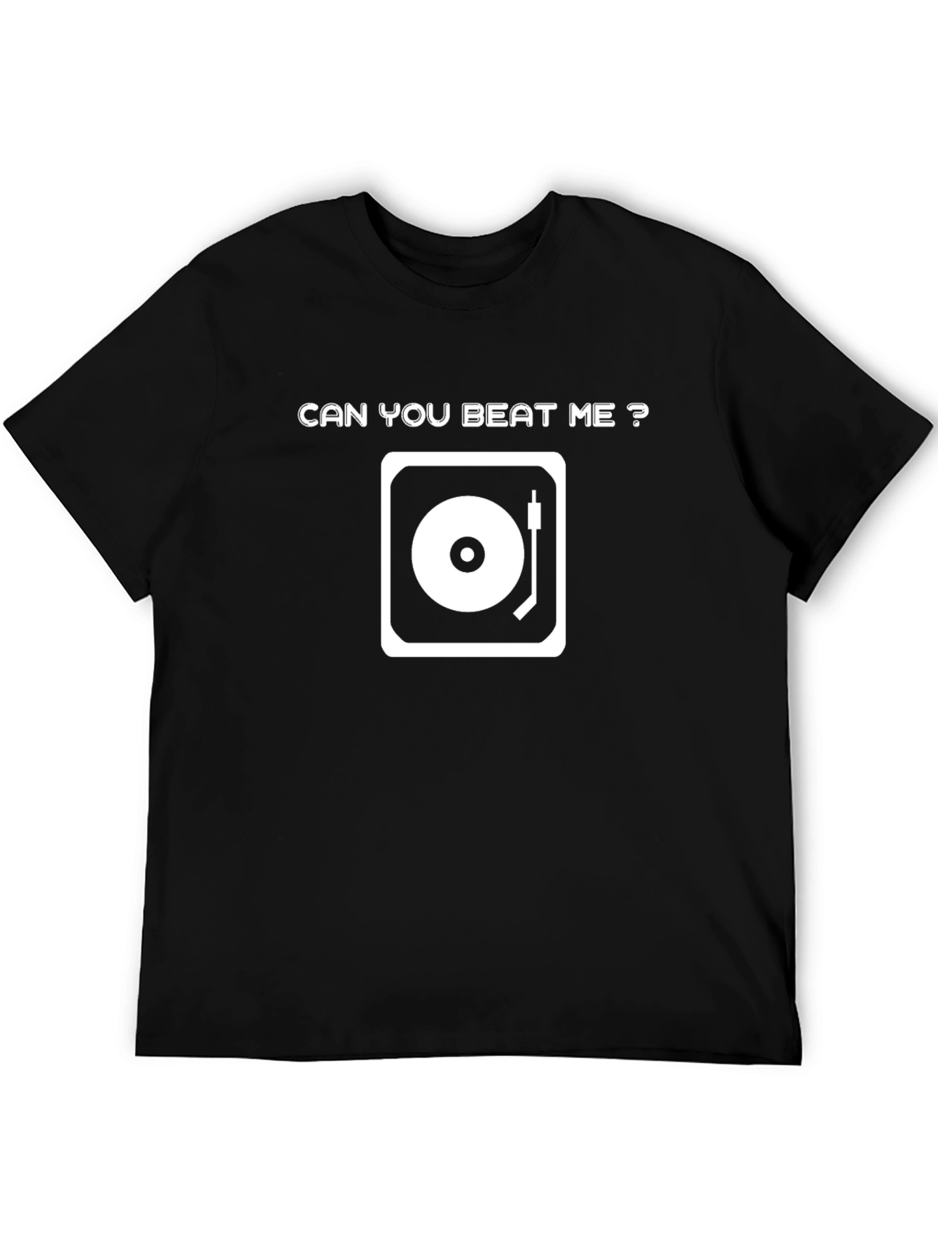 Black Can You Beat Me? DJ Turntable Graphic Tee view 5