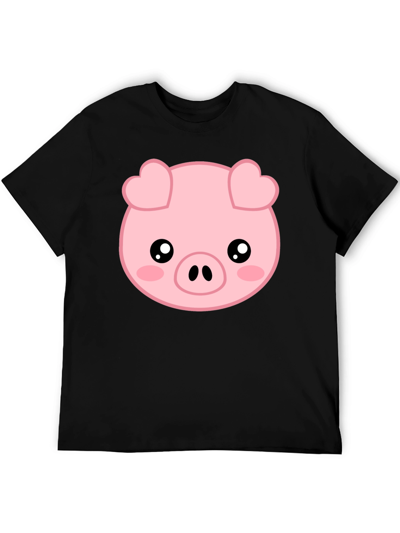 Black Cute Pig Graphic Tee - Black view 5