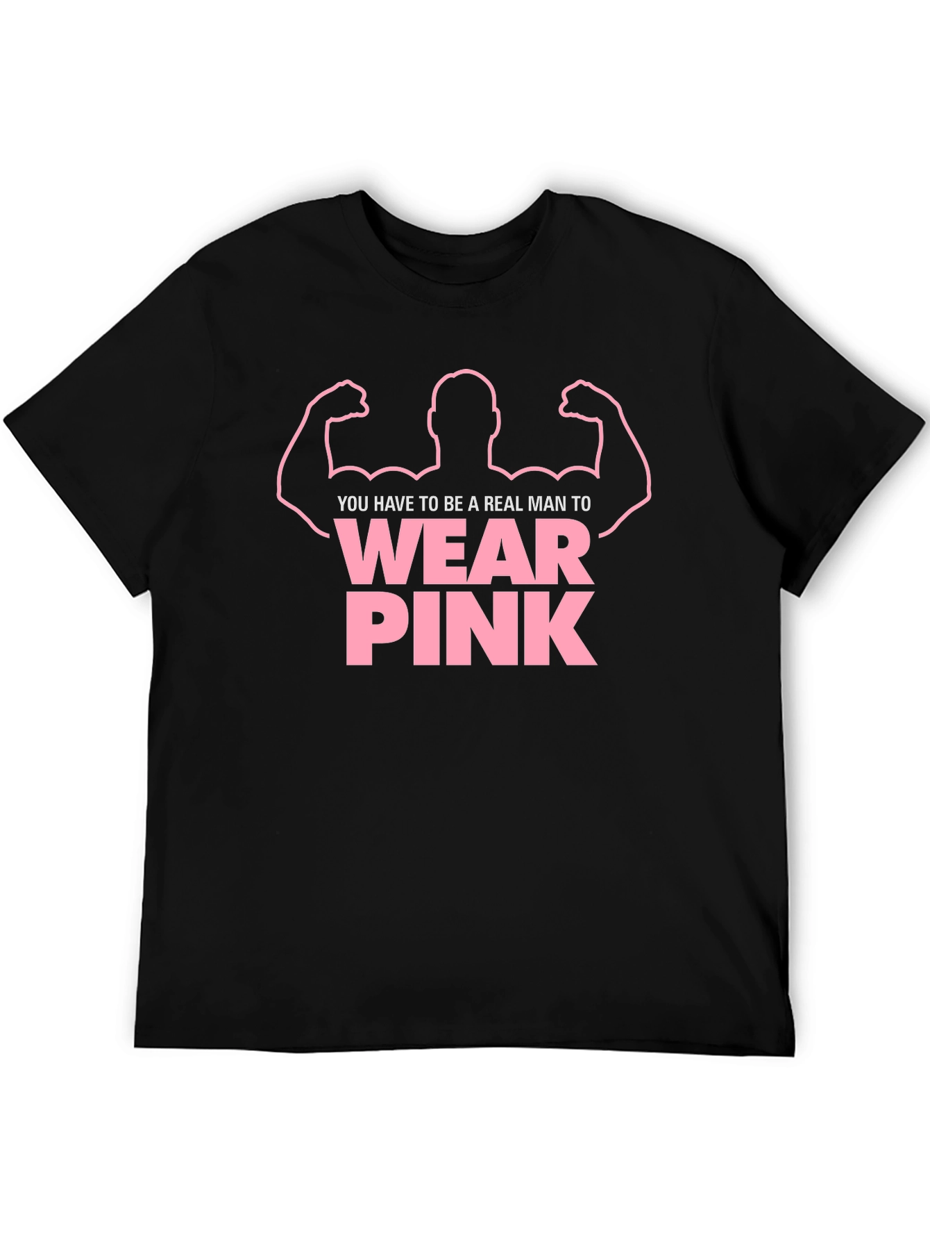 Black Real Man Wear Pink Graphic Tee view 5