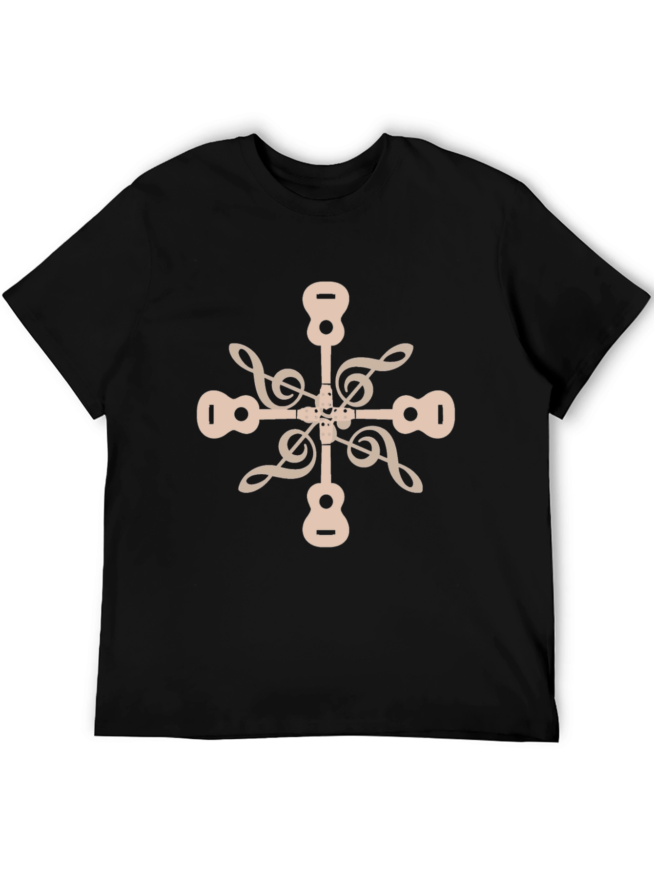 Black Musical Snowflake Graphic Tee - Black Crew Neck view 5